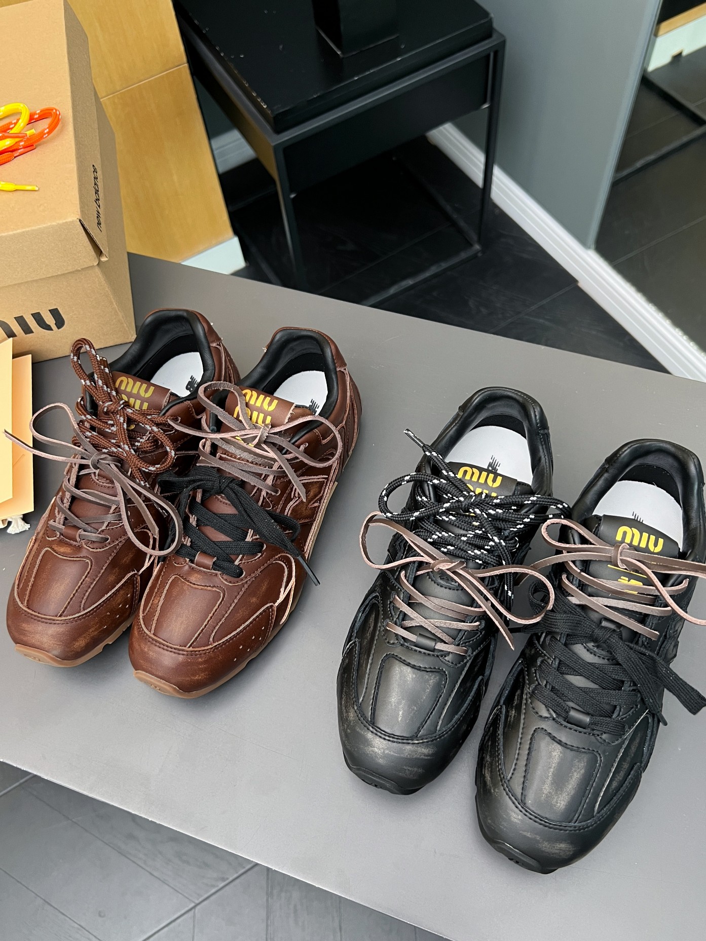 Miu Miu x New Balance 530 Brown Leather Sneakers Unisex Shoes 8 a1727356911332 8422