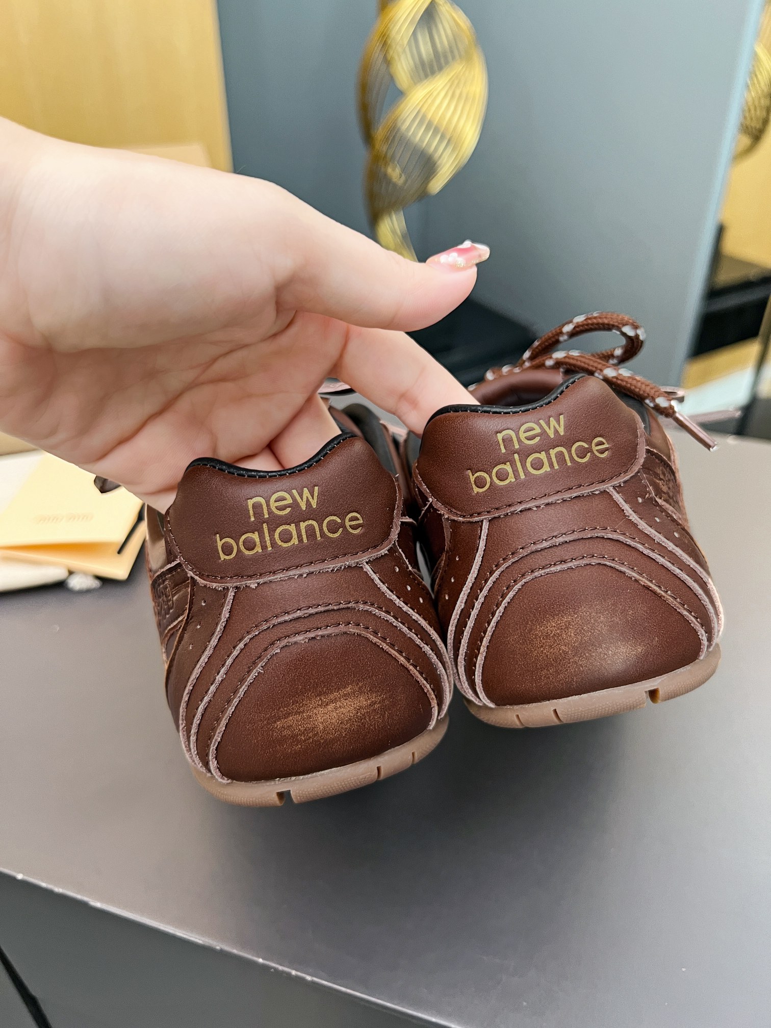 Miu Miu x New Balance 530 Brown Leather Sneakers Unisex Shoes 6 a1727356911412 7127