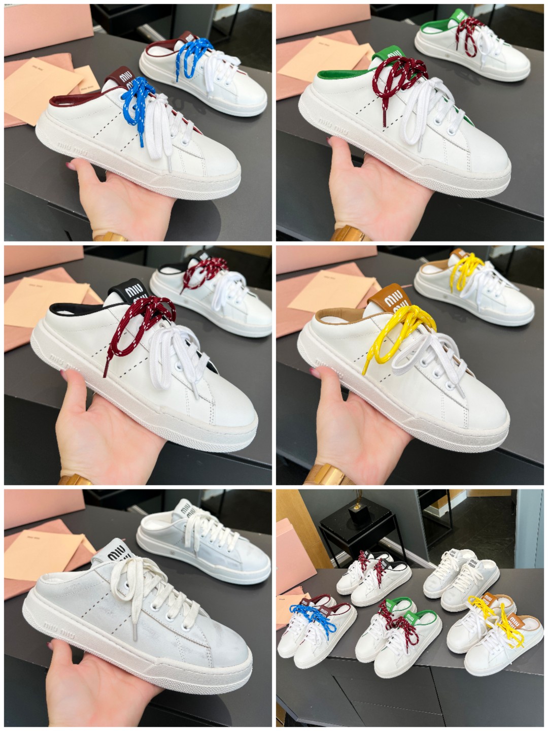 NO:234459,[Collected Picture] MiuMiu Miu 2025 new semi-trailed casual white shoes, four-season shoes that stand out among major brands, this year's popular white shoes, the concept of beloved at this moment, multi-element collision, conveying modern style~unique design, fashionable and versatile, whether it is matched with jeans or skirts, you can easily control it, it is very comfortable to wear, and it is a must-have for the year!  The original one-to-one-size custom-made sole, the bottom is 3 cm thick, 7 colors, half-drag 5 colors, size number for women 35--40, semi-drag, miumiu, skirts, jeans19860909【集合图】MiuMiu缪缪2025新款半拖休闲小白鞋,各大品牌中脱颖而出的四季鞋,今年火爆款小白鞋,此刻挚爱的概念,多元素对撞,传达现代风格~独特的设计,时尚又百搭,无论是搭配牛仔裤还是裙子,随意搭配,都能轻松驾驭,上脚非常舒适,年度必入款！ 原版一比一定制大底,底厚3厘米 单鞋7个颜色半拖5个颜色 码数女码 35--40,,半拖,miumiu,skirts,jeans,Women's Shoes