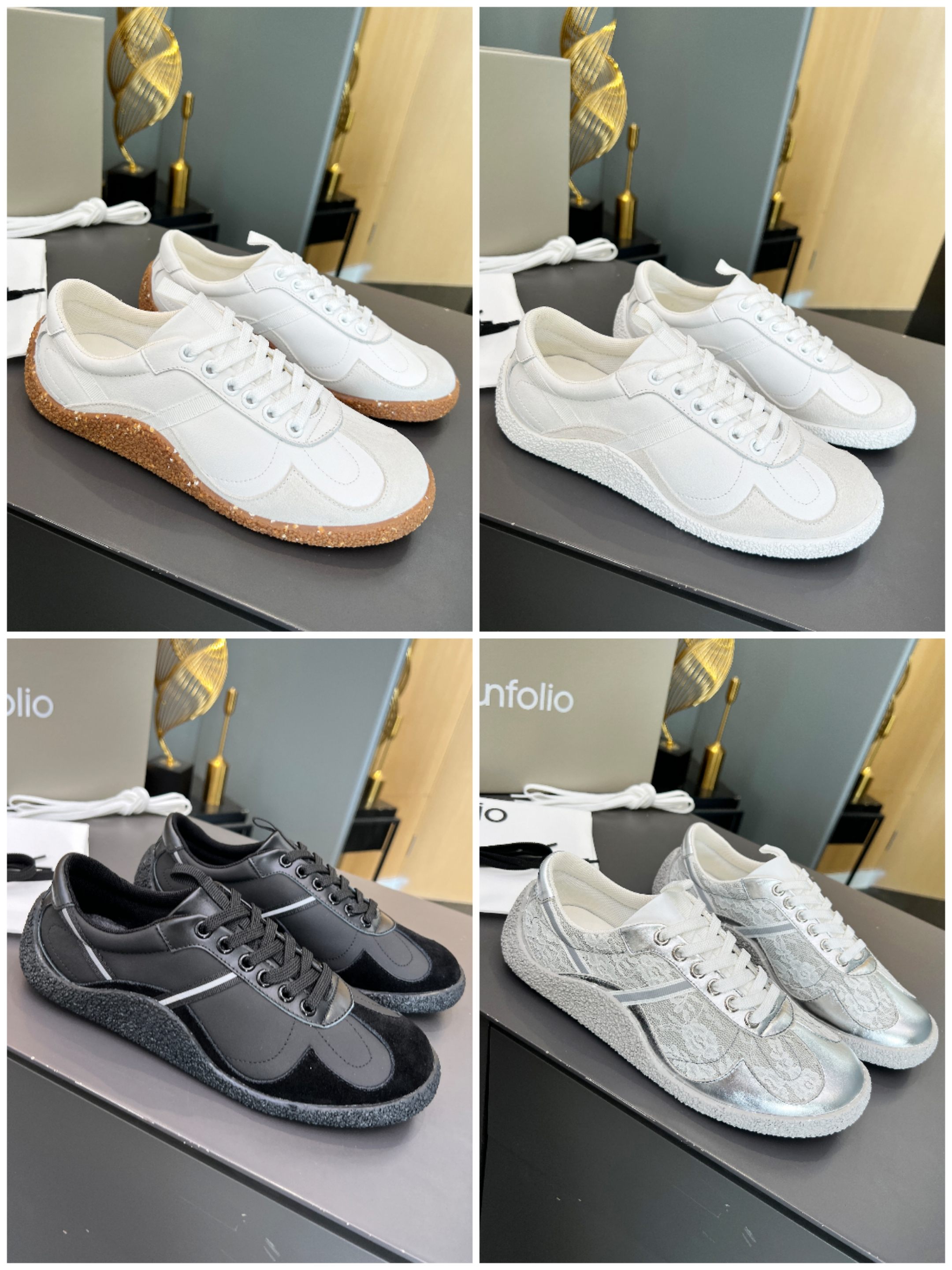 NO:164815,UNFOLIO niche human training casual women's shoes 2025 new niche design classic lace low-top sports shoes silver lace human training shoes, retro lace women's sports flat sole versatile lace shoes, top layer cowhide spliced ​​cow leather back velvet, breathable mesh lining, movable sheepskin latex insole, wavy raw glue outsole!  Women's size 35--40, casual shoes/sports shoes, sneakers, cowhide, sheepskin19860909UNFOLIO小众德训休闲女鞋2025新款小众设计经典系带低帮运动鞋银色蕾丝德训鞋,复古德训鞋女运动平底百搭系带芭蕾丝鞋,头层牛皮拼接牛反绒,透气网布内里,活动羊皮乳胶鞋垫,波浪型生胶大底！ 女码35--40,,休闲鞋/运动鞋,sneakers,cowhide,sheepskin,Women's Shoes