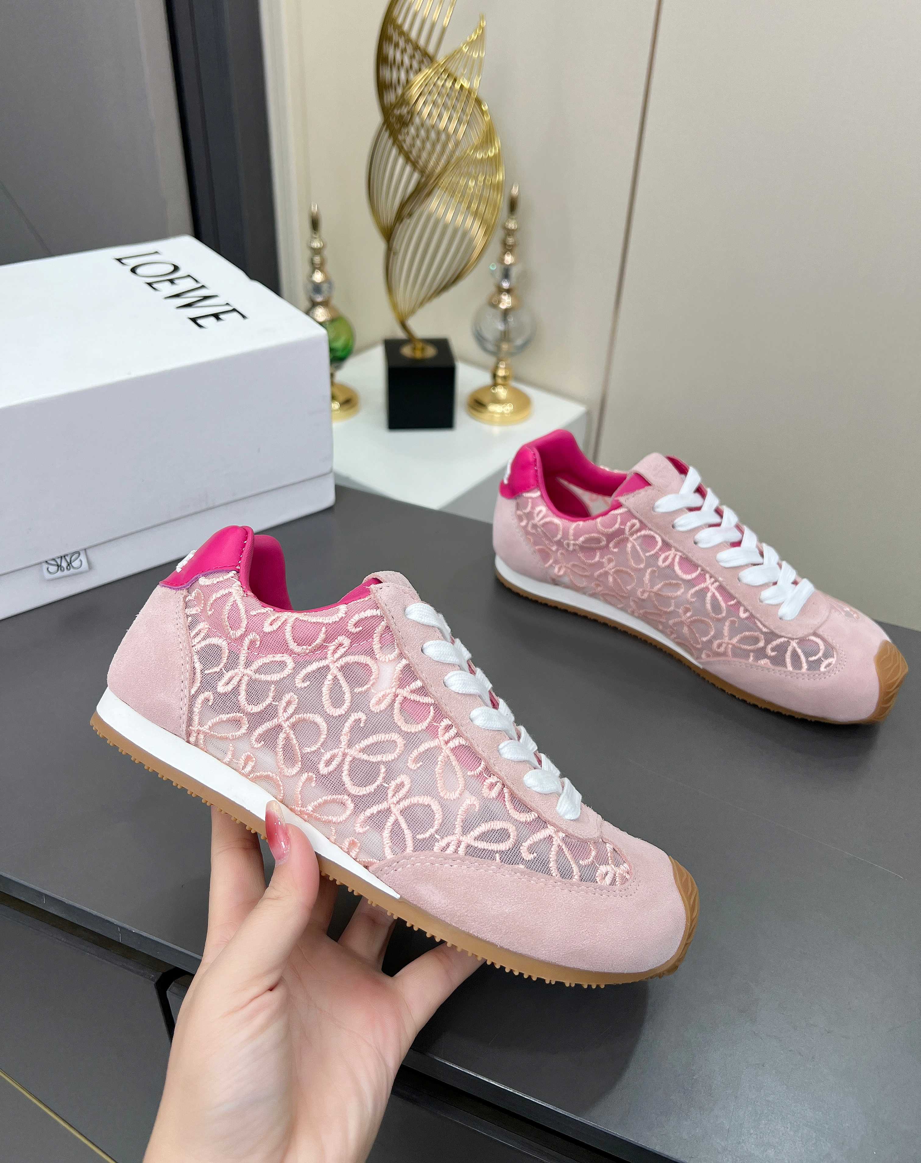Loewe Ballet Runner Sneakers - Pink Lace-Up Athletic Shoes for Women