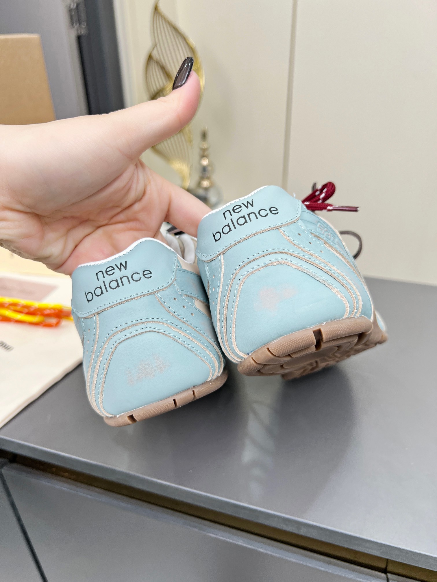 Miu Miu x New Balance 530 Sneakers - Light Blue & Beige Leather, Couple Style 6 a1743980642451 8258