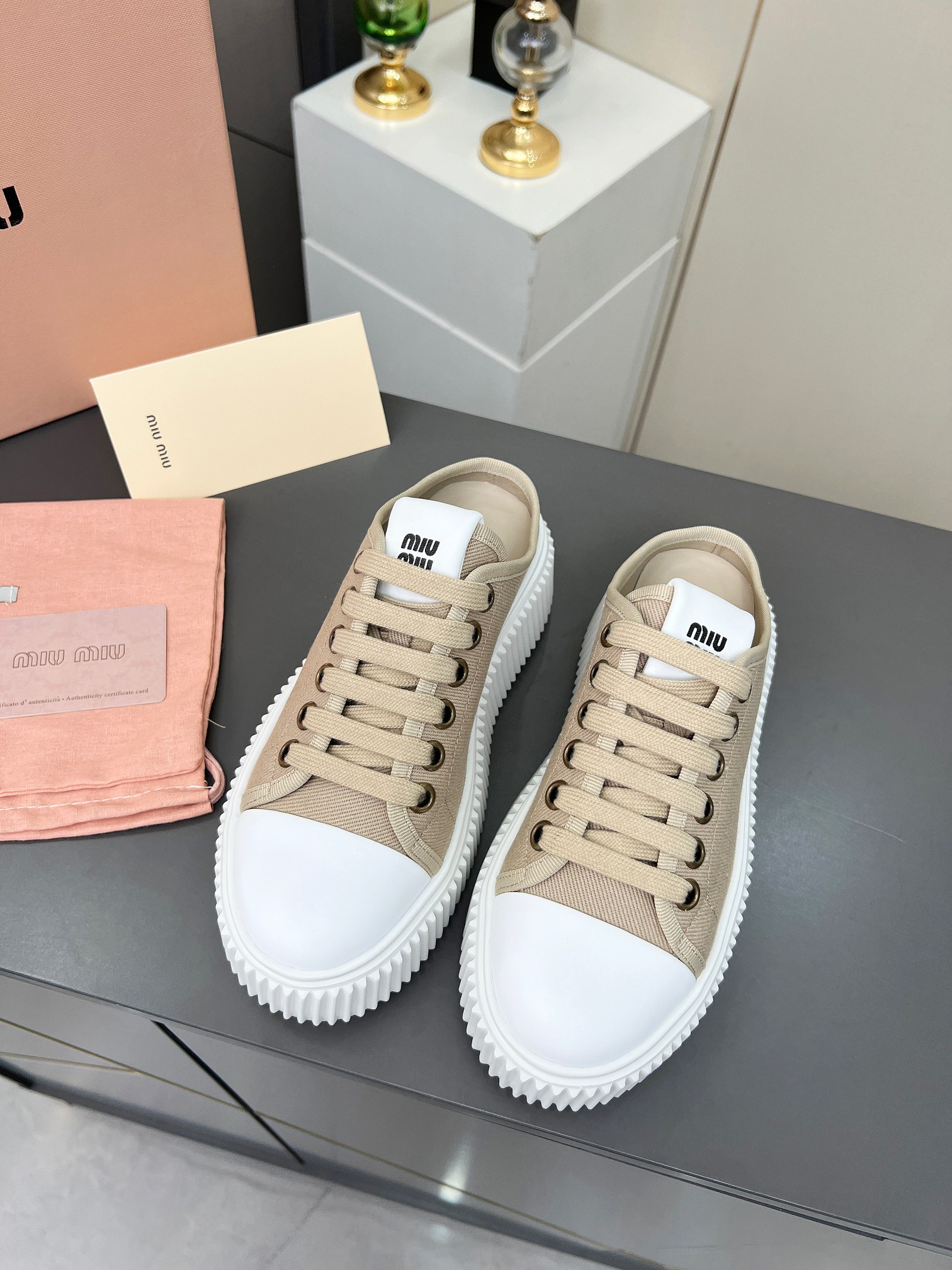 Miu Miu Women's Canvas Platform Sneakers, Casual Lace-Up Shoes 4 a1744307409323 8763