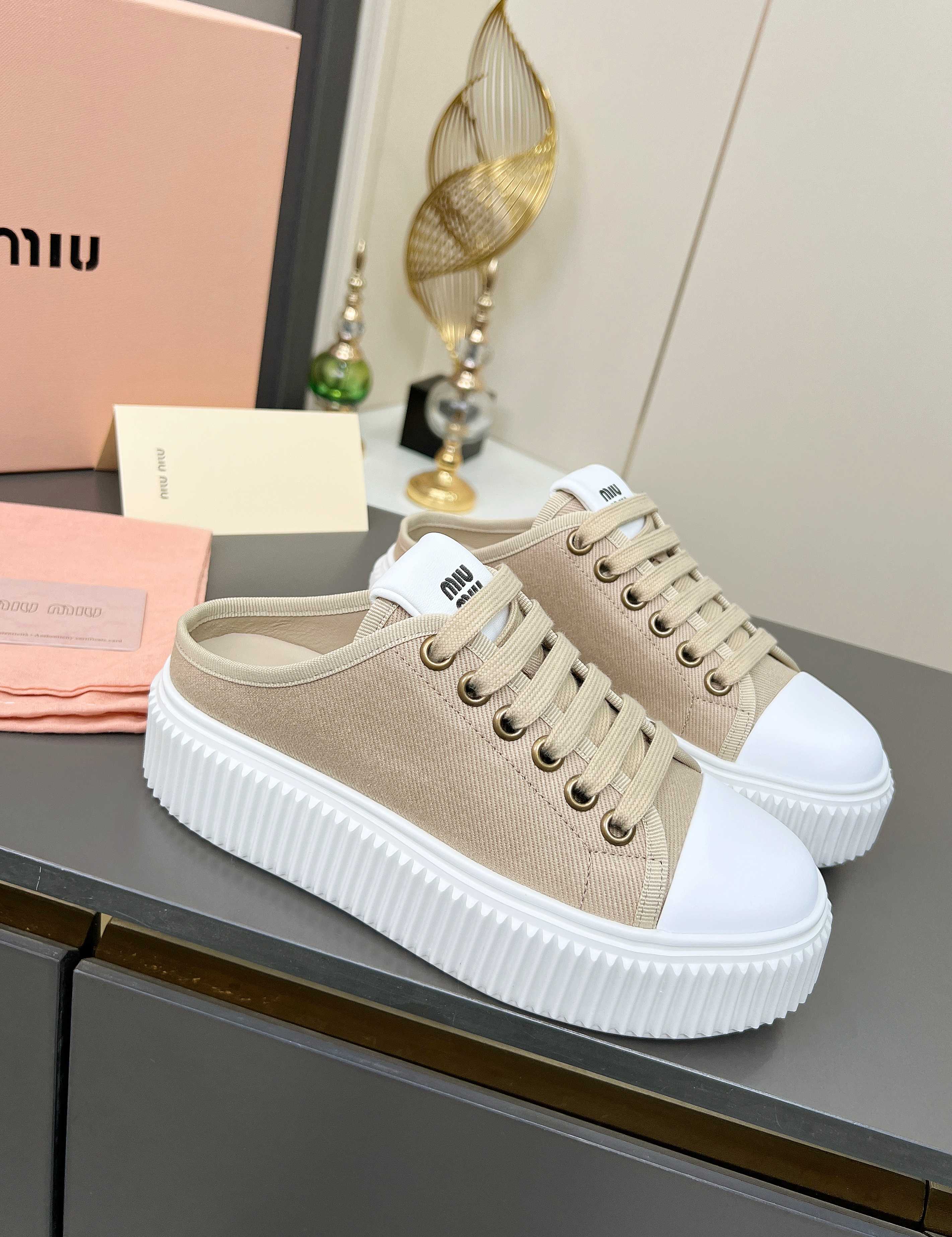 Miu Miu Women's Canvas Platform Sneakers, Casual Lace-Up Shoes 3 a1744307410224 1013