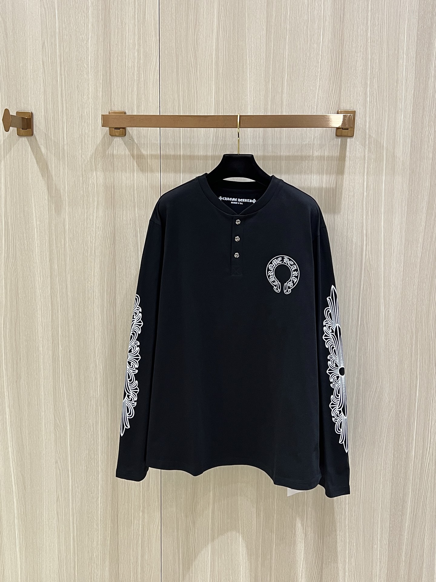 Chrome Hearts Cross Floral Button Long Sleeve – Vintage Silver Accent
