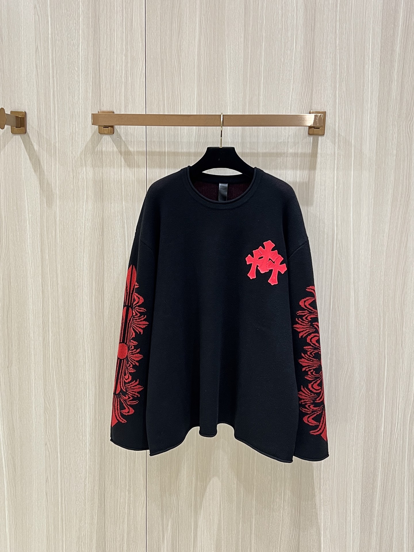 Chrome Hearts Red Leather Cross Wool Sweater – Chic & Cozy Knitwear