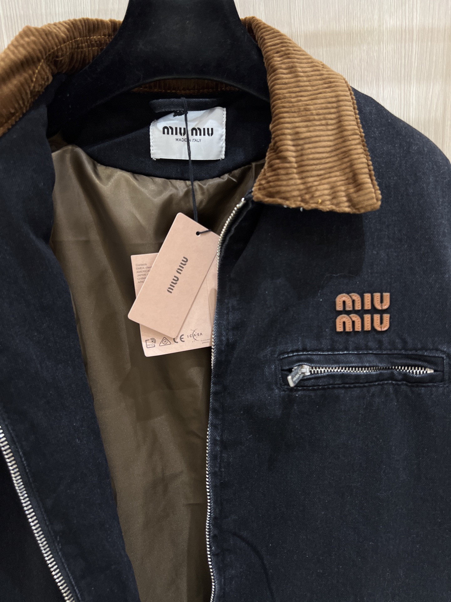 Miu Miu Corduroy-Collar Denim Cotton Jacket - Retro Workwear Aesthetic 5 i1764357656611 6220 0 3