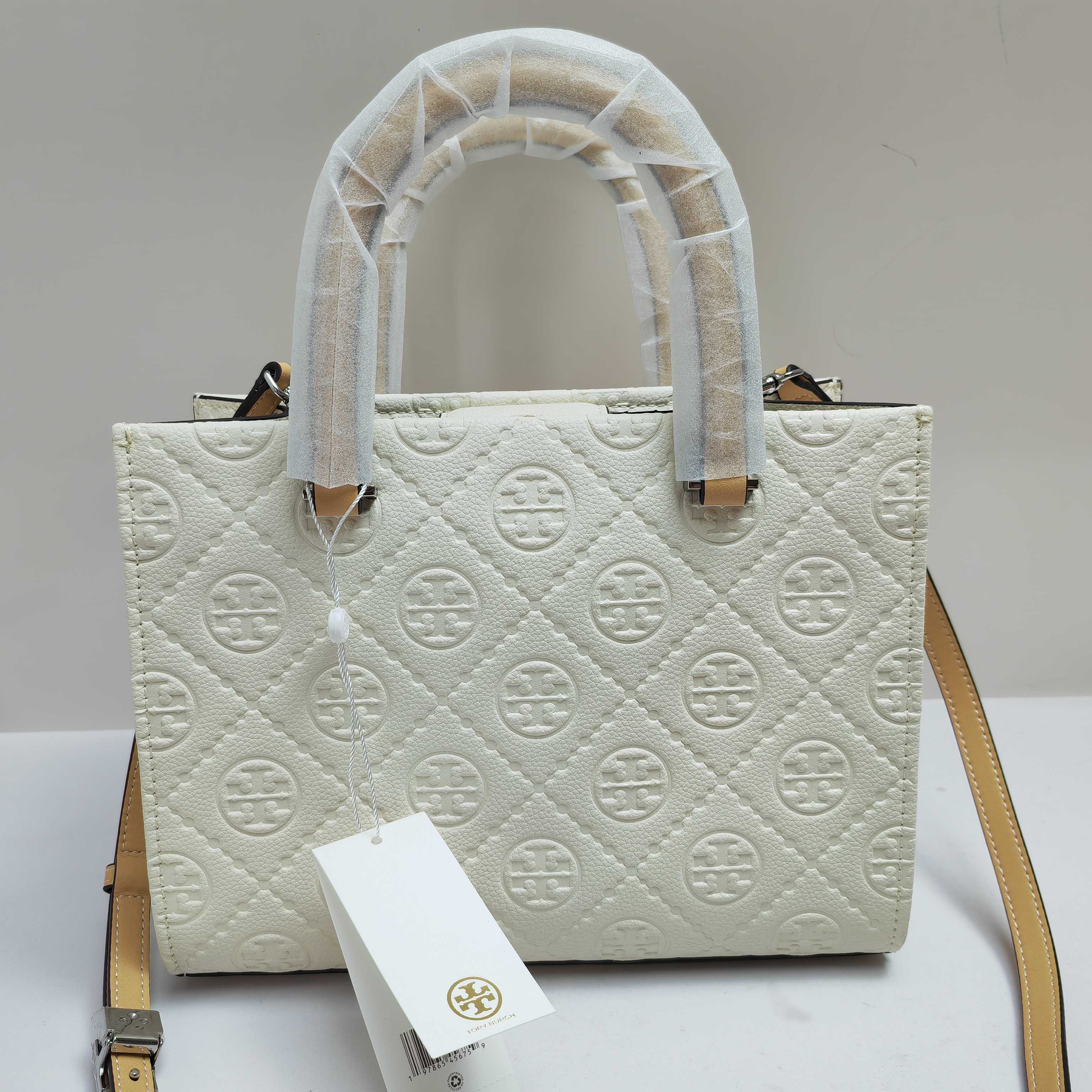 Tory Burch TB新款、 手提斜挎包搭配压花皮革 魅力隽永又风格独具 牛皮手提托特包 配有可拆卸斜挎背带