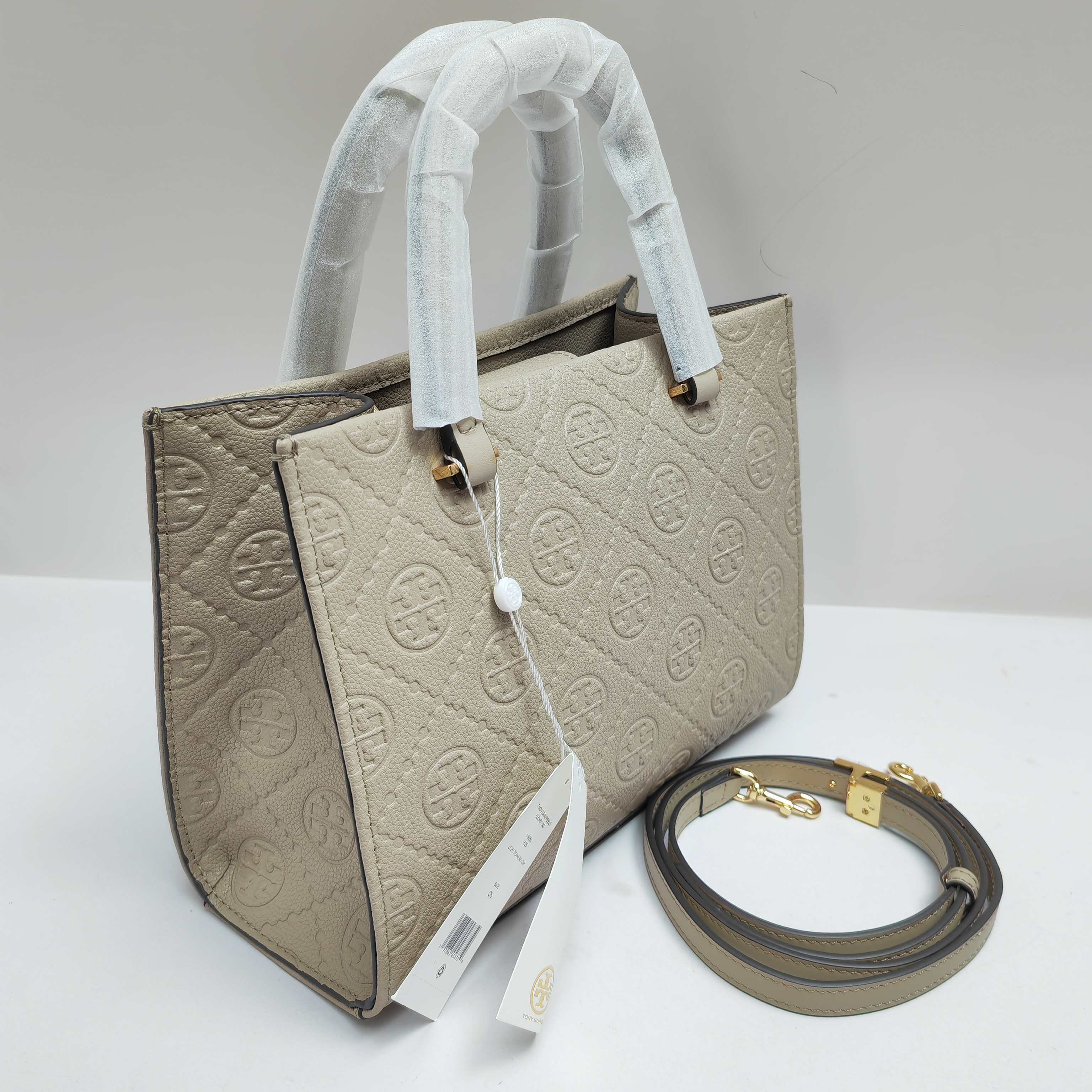 Tory Burch TB新款、 手提斜挎包搭配压花皮革 魅力隽永又风格独具 牛皮手提托特包 配有可拆卸斜挎背带