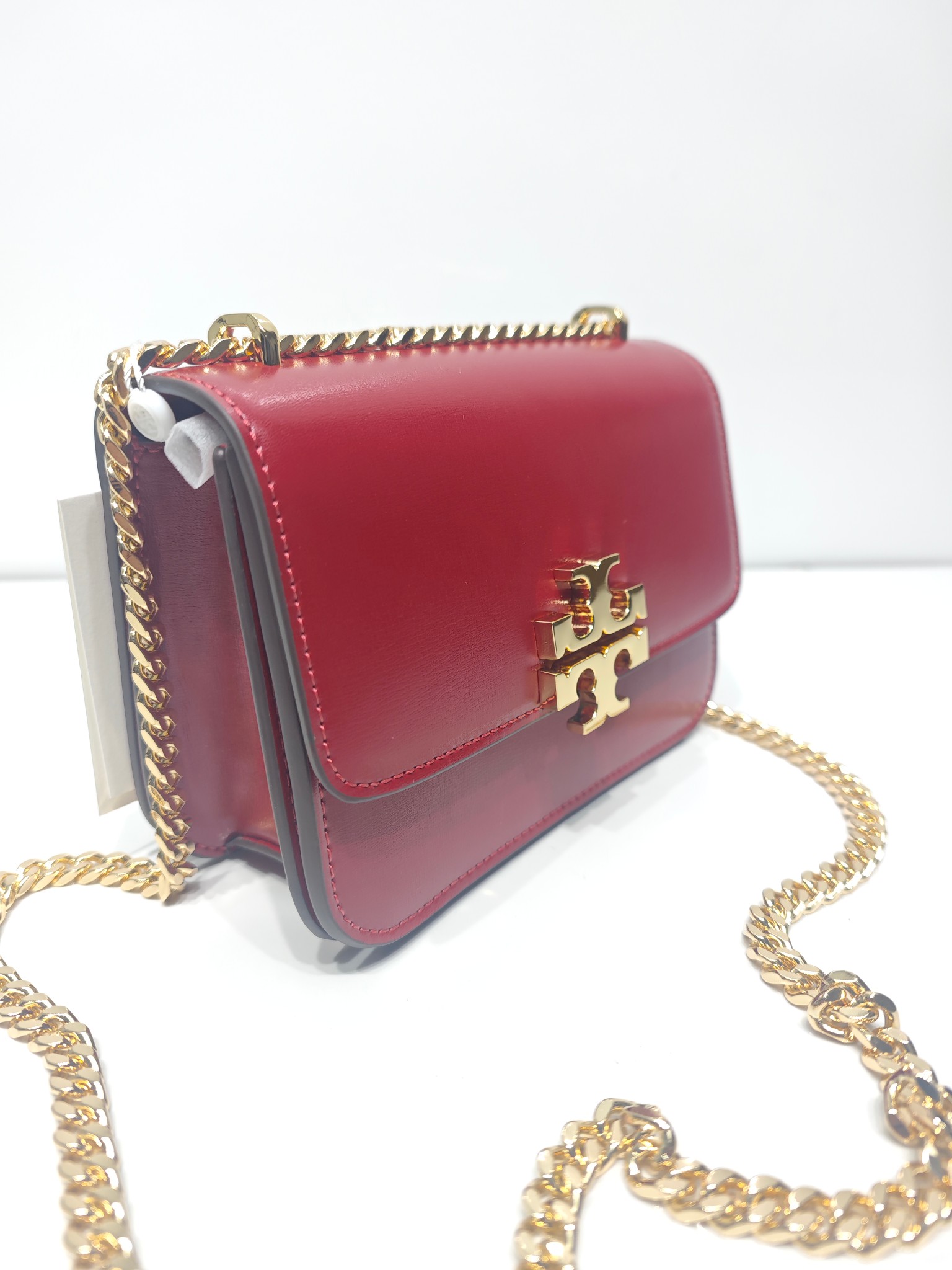 Tory Burch TB新款Eleanor 红色小号链条包 包款全新设计光滑金属饰件 尽显盒子包的简约线条