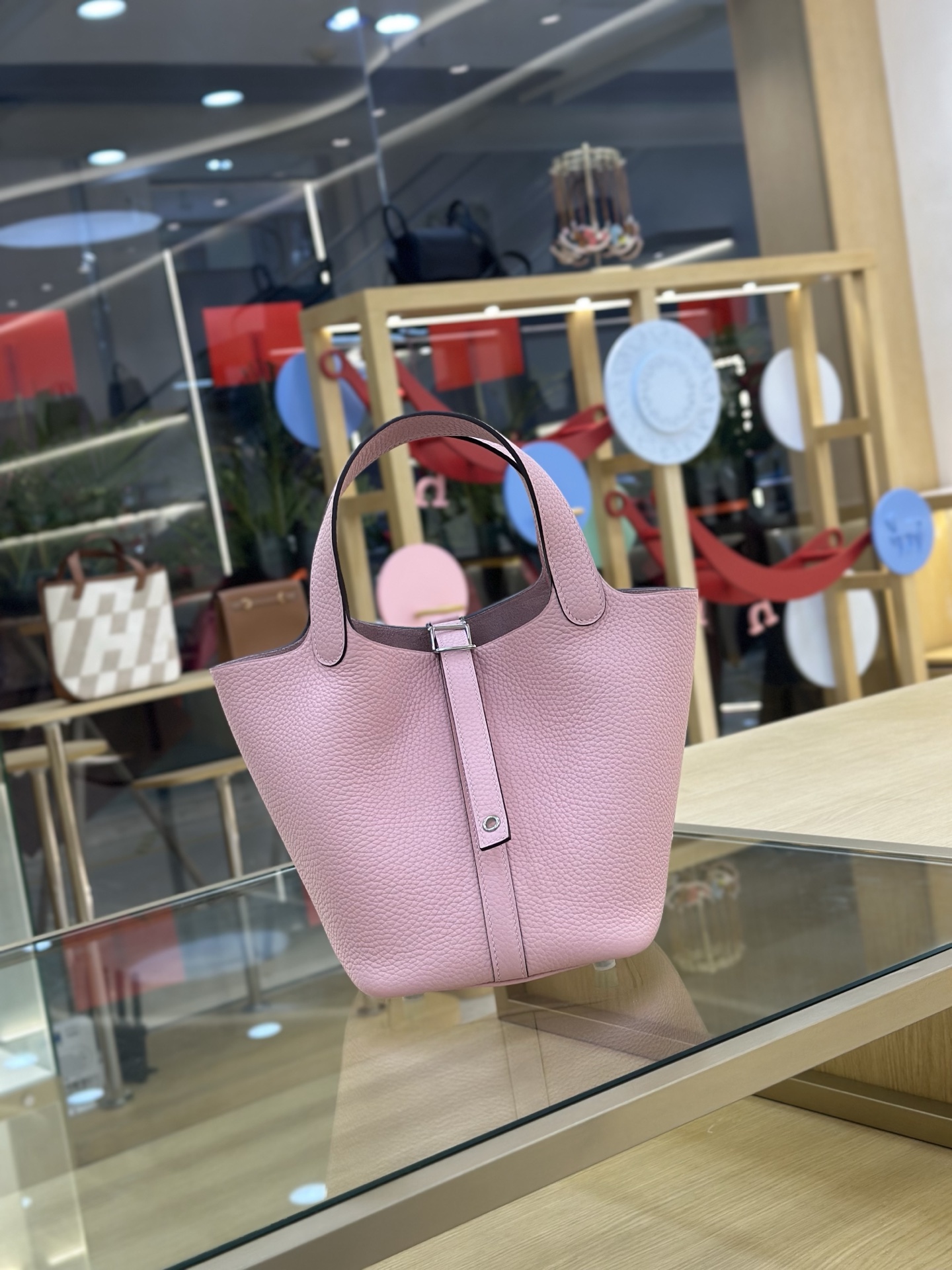 NO:698261,Vegetable basket icotin...18cm imported TC leather 3q cherry blossom pink silver buckle wax thread hand sewing Hermes, Hermes, hermes, Hermes,19860909菜篮子icotin...18cm 进口TC皮 3q樱花粉 银扣 蜡线手缝 爱马仕,爱马仕,hermes,Hermes,,Bag