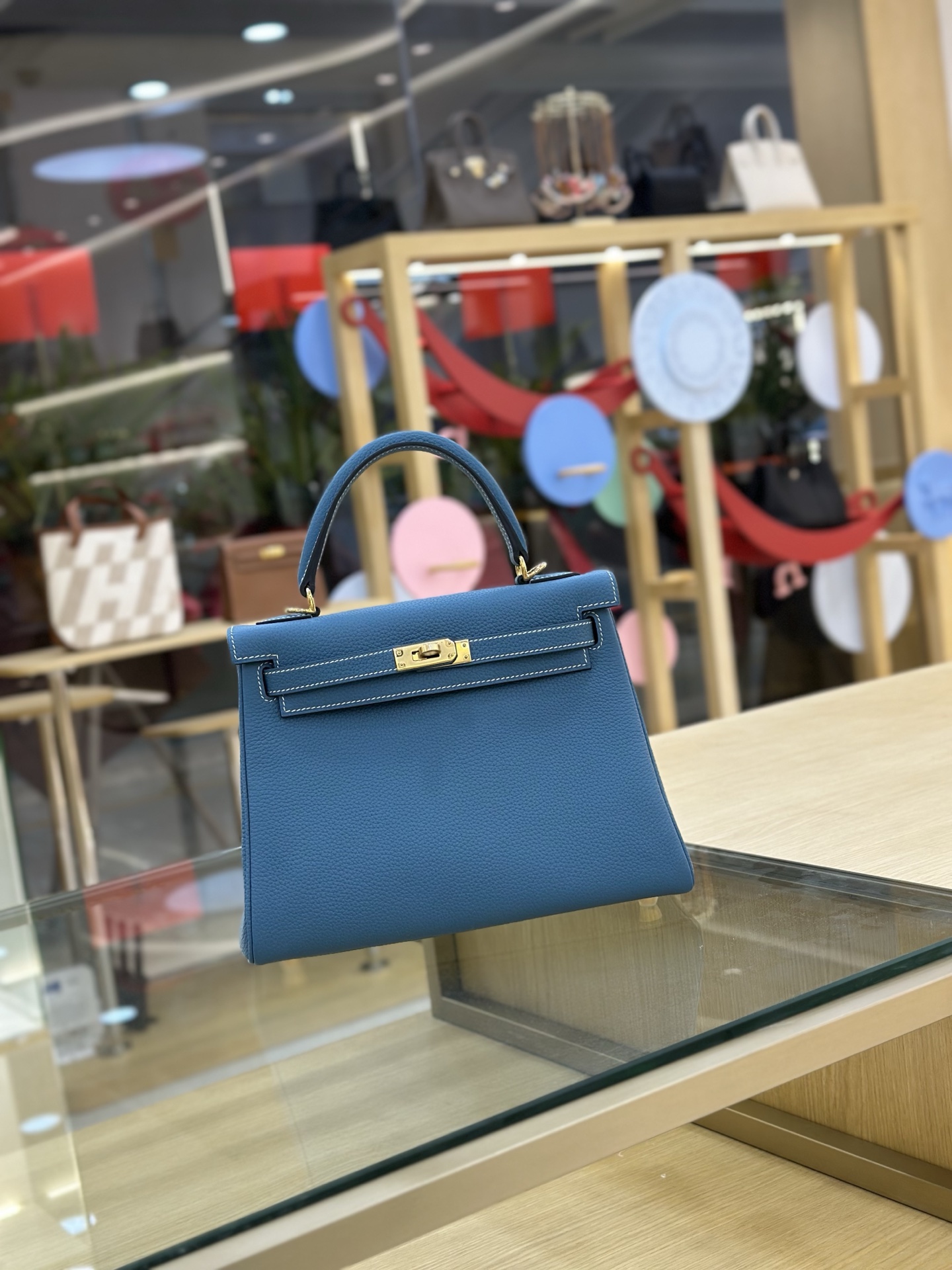 NO:698123,Fully handmade Kelly 25cm imported Togo leather wax thread. Denim blue gold buckle, Hermes, Hermes, Hermes,19860909全手工现货Kelly 25cm 进口Togo皮 蜡线.牛仔蓝金扣,爱马仕,hermes,Hermes,,Bag