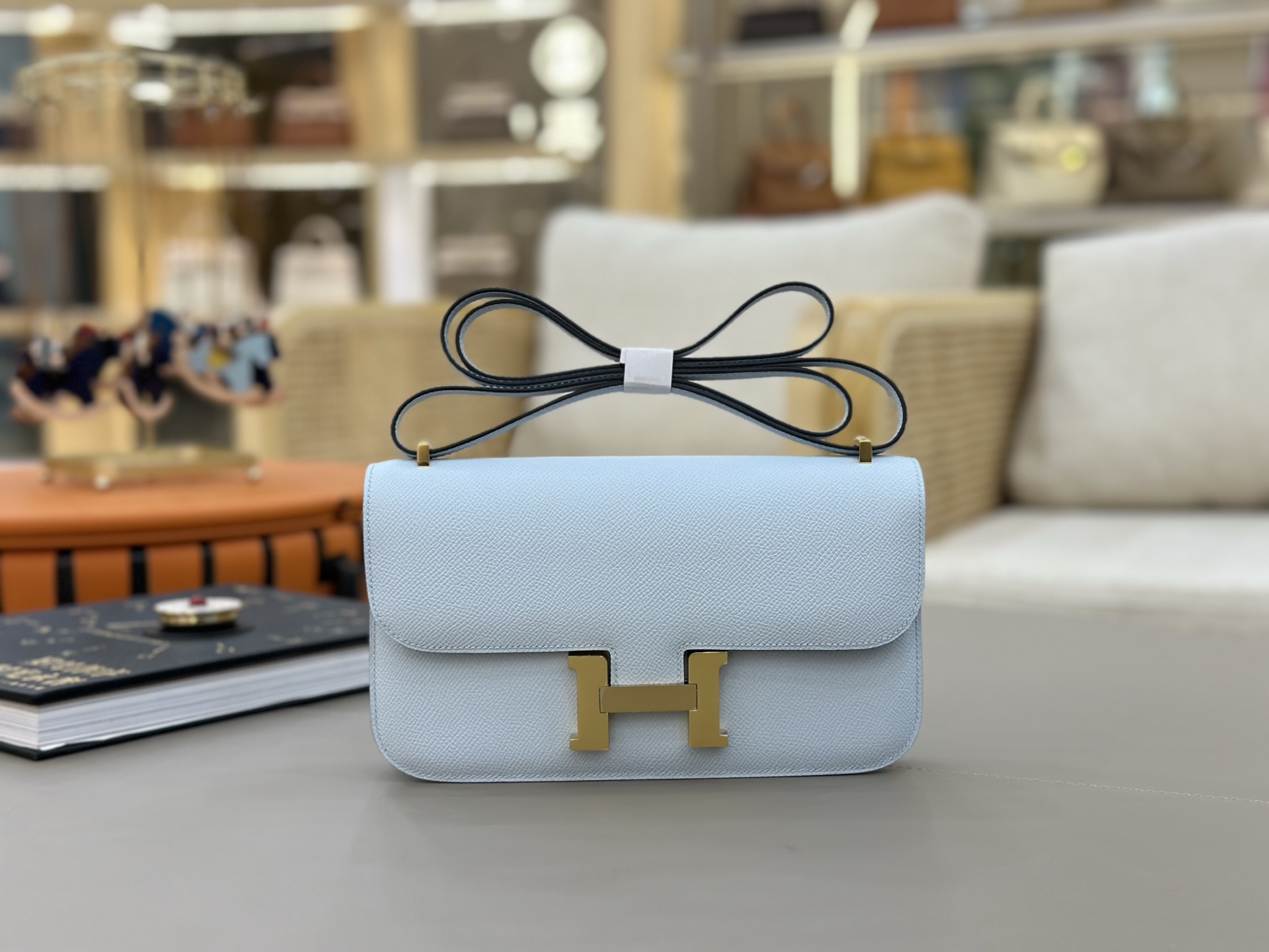 Hermes Style Blue Leather Bag Lookbook Reference image 1