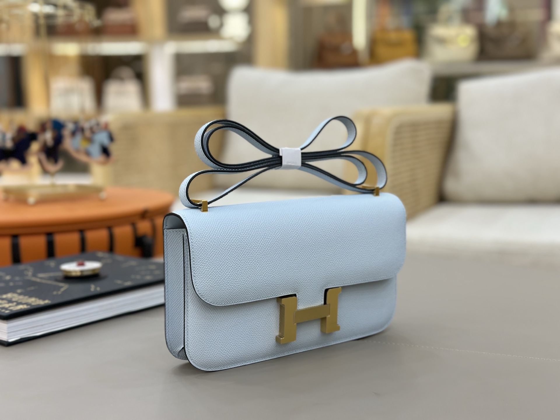 Hermes Style Blue Leather Bag Lookbook Reference image 2