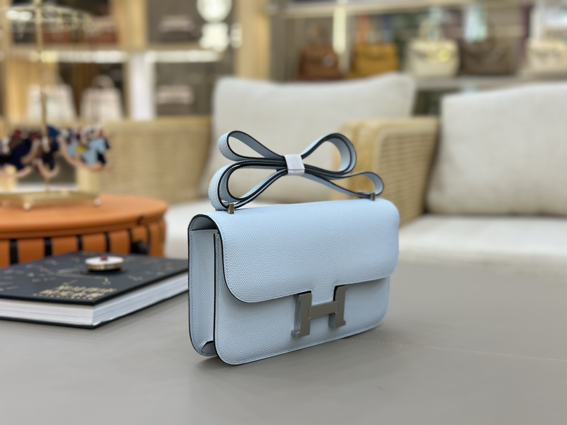 Hermes Style Blue Leather Bag Lookbook Reference image 2