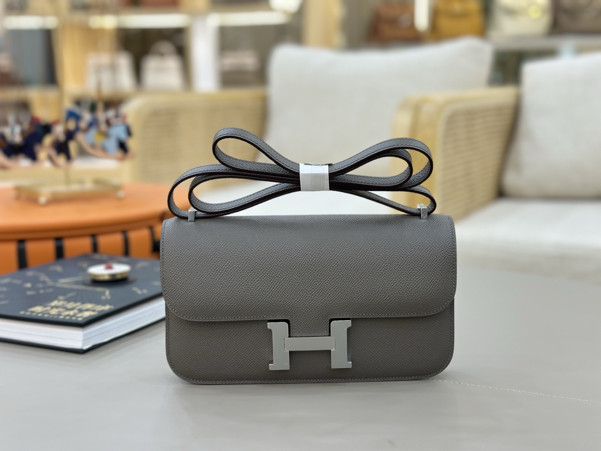Hermes Style Grey Leather Bag Lookbook Reference image 1
