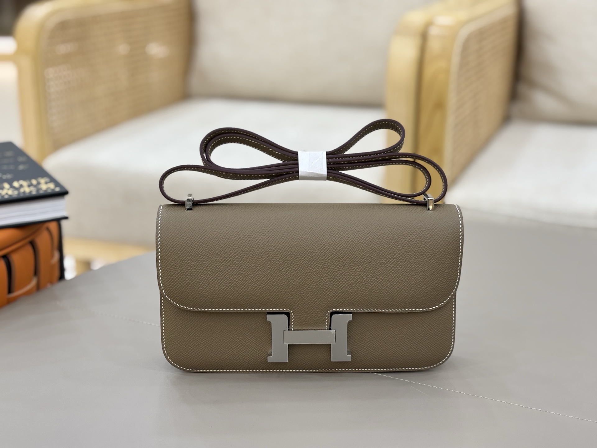 Hermes Style Grey Leather Bag Lookbook Reference image 1