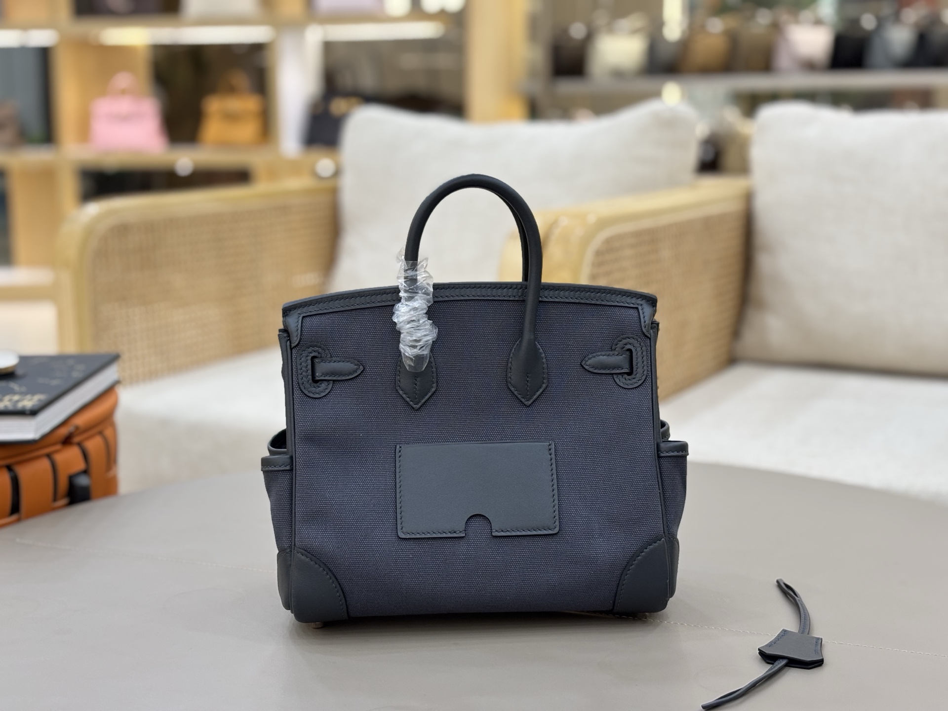 Hermes Cargo Birkin Navy canvas with leather trim 25cm everyday