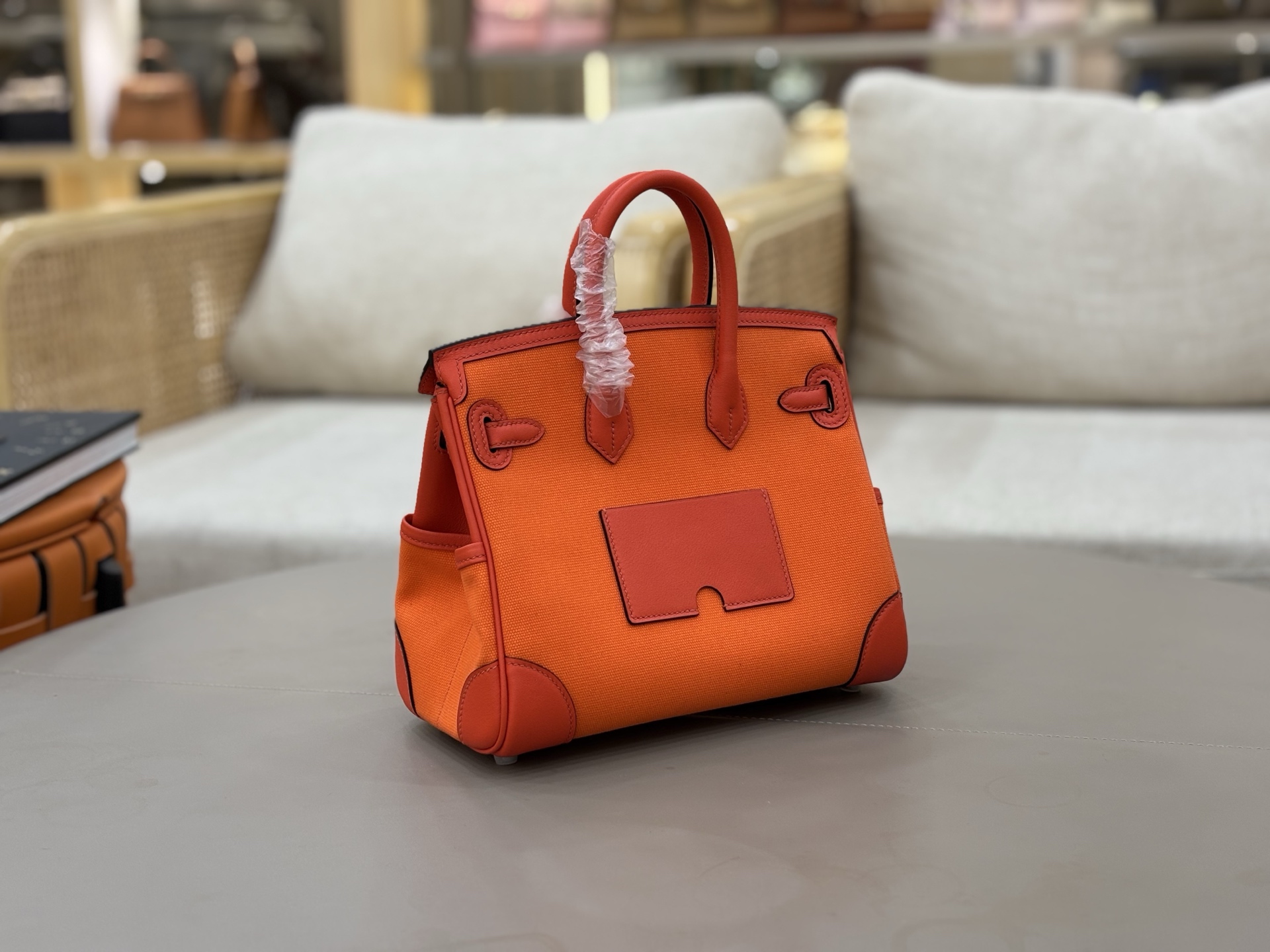 Hermes Cargo Birkin 25 Orange canvas with red leather trim 25cm everyday
