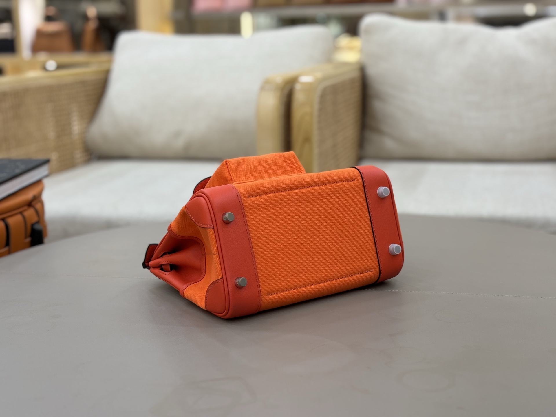 Hermes Cargo Birkin 25 Orange canvas with red leather trim 25cm everyday