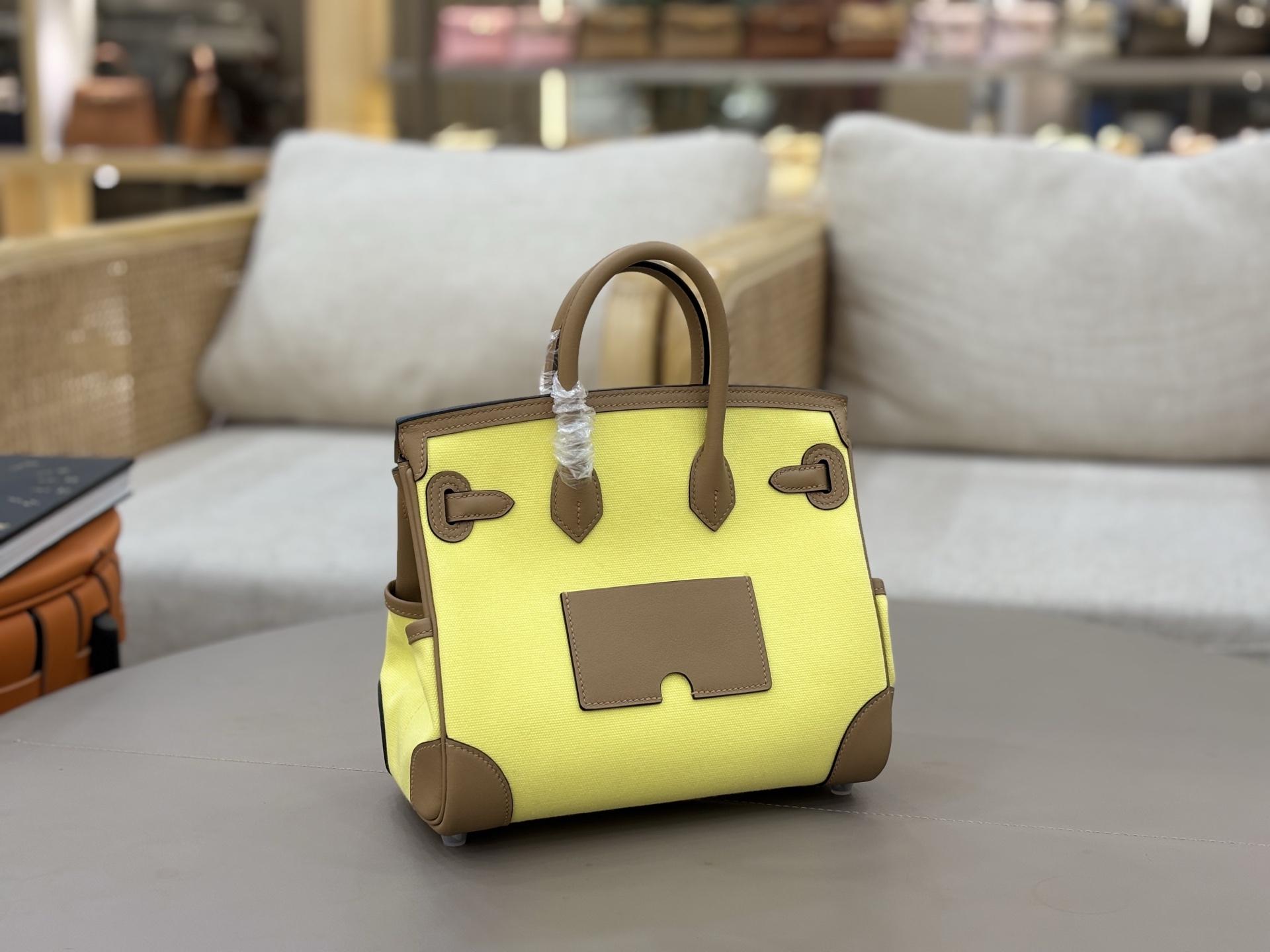 Hermes Cargo Birkin 25 Yellow canvas with tan leather 25cm everyday