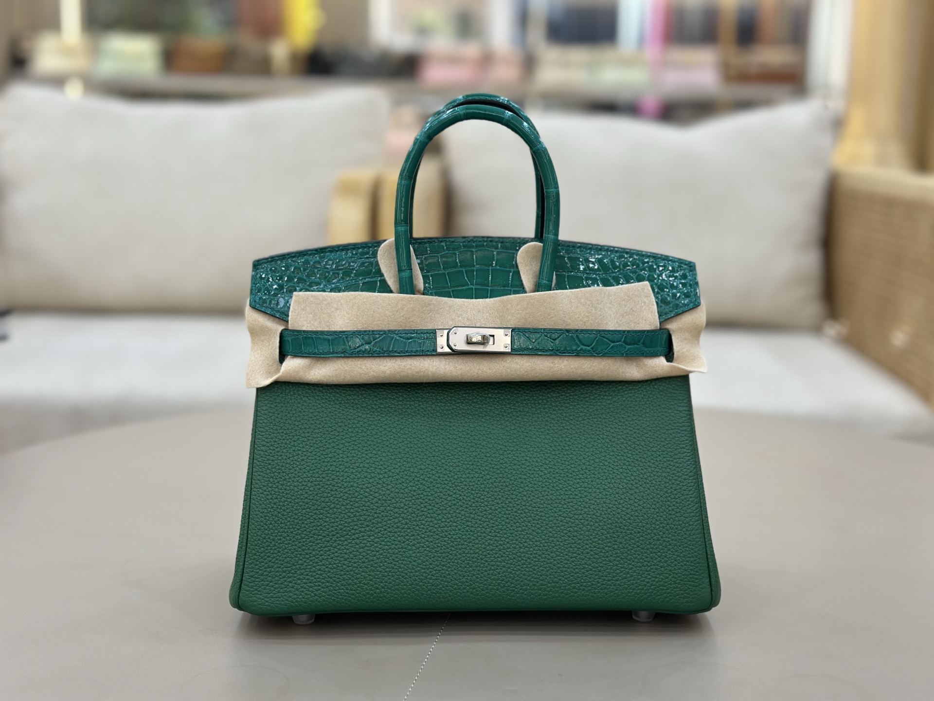 NO:699971,Ready stock touch BK25 Togo leather with high-gloss crocodile skin platinum 25cm, full hand-stitched wax thread, all-steel hardware, lining goatskin, Hermes, hermes, sheepskin, crocodile skin, Hermes,19860909现货 touch BK25 Togo皮拼高光鳄鱼皮铂金25cm 全手缝蜡线 全钢五金 内里山羊皮,爱马仕,hermes,sheepskin,crocodile skin,Hermes,,Bag