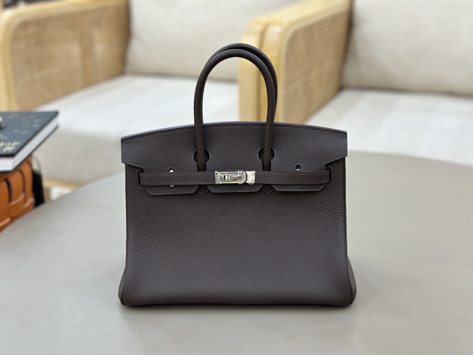NO:919396,Birkin 25cm Togo leather, fully hand-sewn with wax thread, ebony color, Hermes, Hermes, Hermes,19860909birkin25cm togo皮 全手工蜡线缝制 乌木色,爱马仕,hermes,Hermes,,Bag