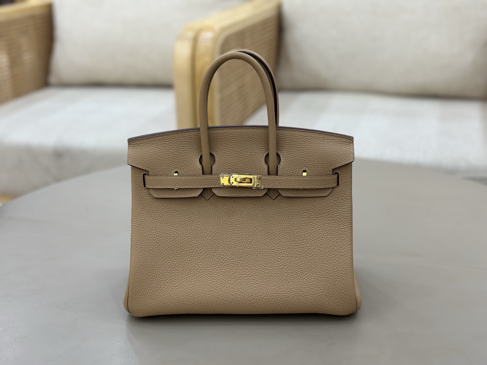 NO:919385,birkin 25cm togo leather, fully hand-sewn with wax thread, milk tea color, Hermes, hermes, Hermes,19860909birkin25cm togo皮 全手工蜡线缝制 奶茶色,爱马仕,hermes,Hermes,,Bag