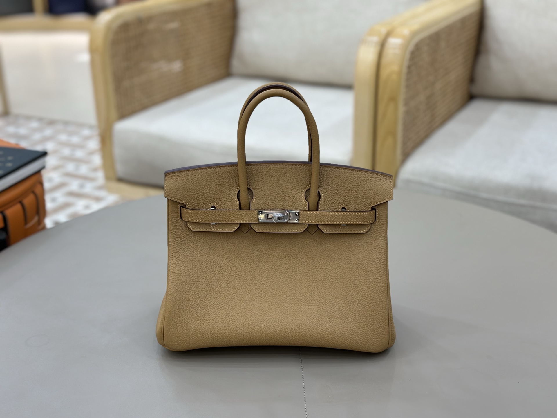 NO:919417,Platinum birkin 25cm togo leather, fully hand-sewn with wax thread, biscuit color, Hermes, hermes, Hermes,19860909铂金birkin25cm togo皮 全手工蜡线缝制 饼干色,爱马仕,hermes,Hermes,,Bag