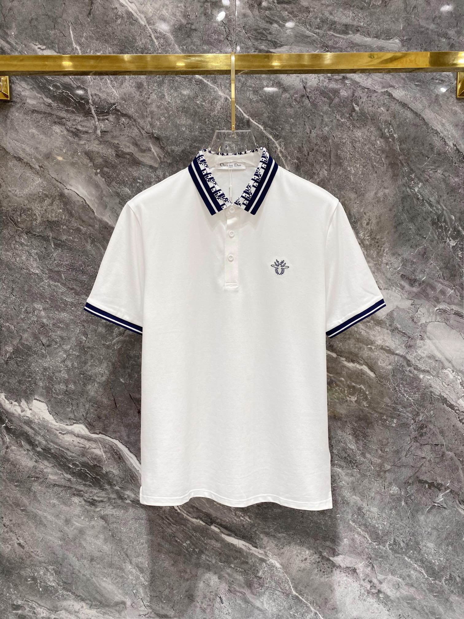 Dior Replicas
 Clothing Polo T-Shirt Blue White Embroidery Spring/Summer Collection Fashion