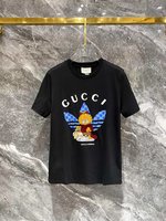 Gucci Abbigliamento T-Shirt Nero Bianco Ricamo Cotone Fashion Maniche corte