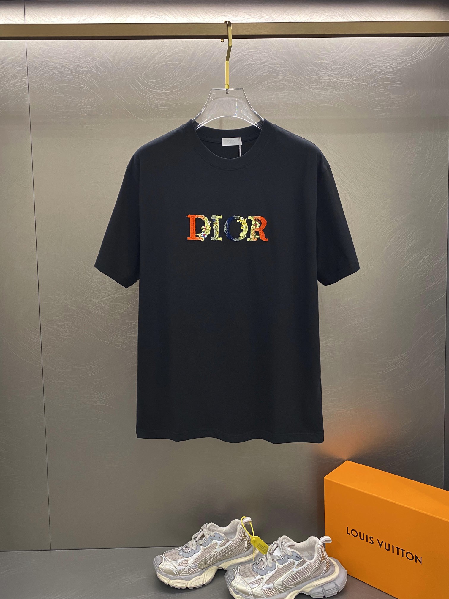 Dior Ropa Camiseta Negro Blanco Bordado Algodón Fashion Manga corta