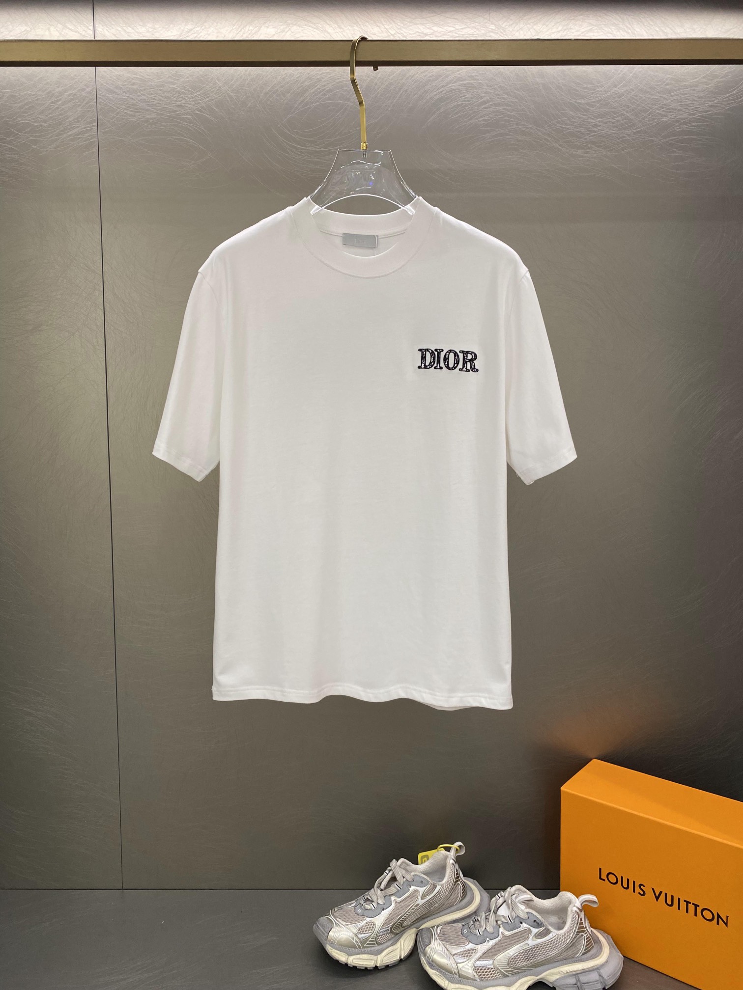 Dior Kleding T-Shirt Zwart Wit Borduurwerk Katoen Fashion Korte mouw