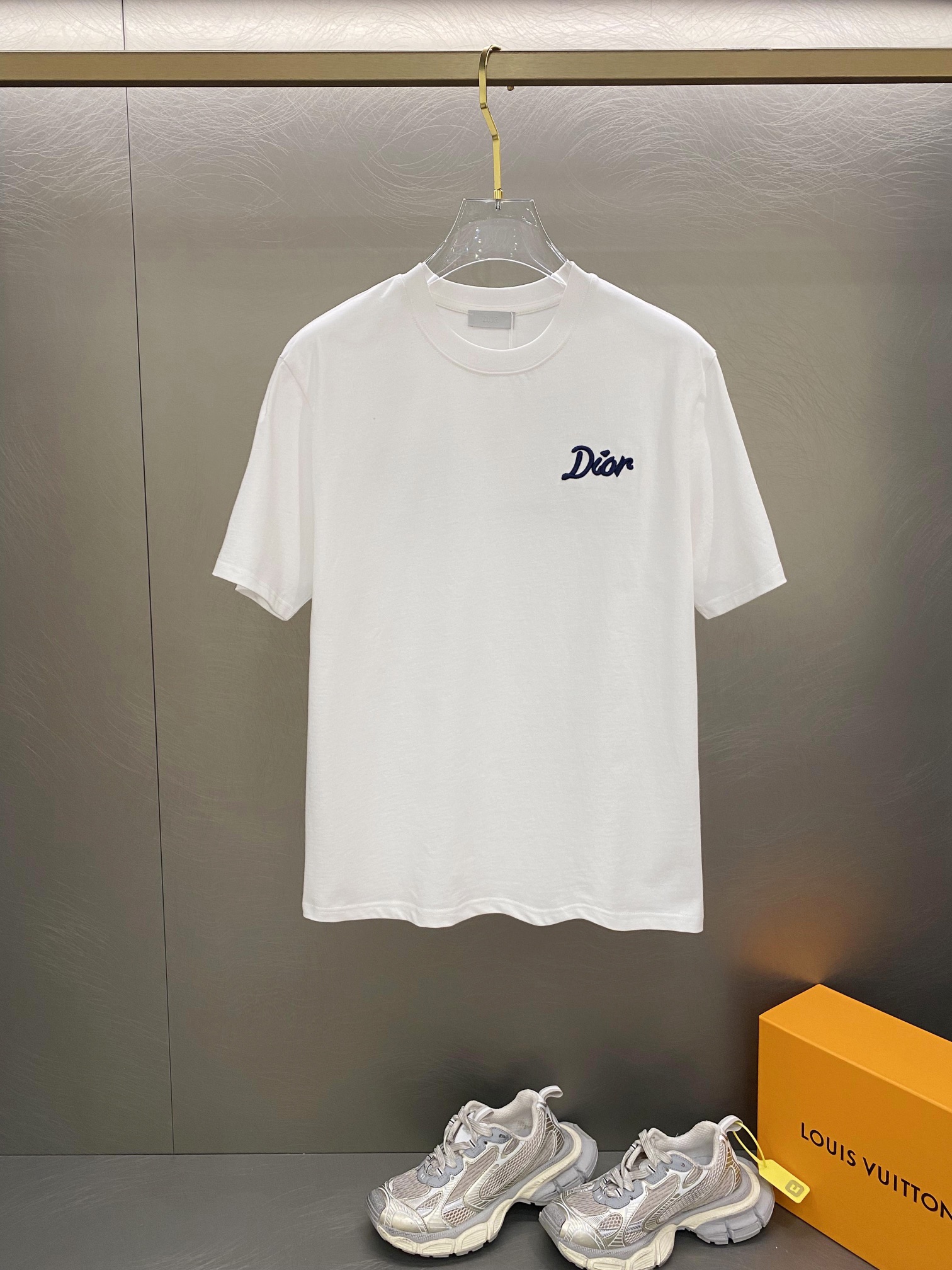 Dior Kleding T-Shirt Zwart Wit Borduurwerk Katoen Fashion Korte mouw