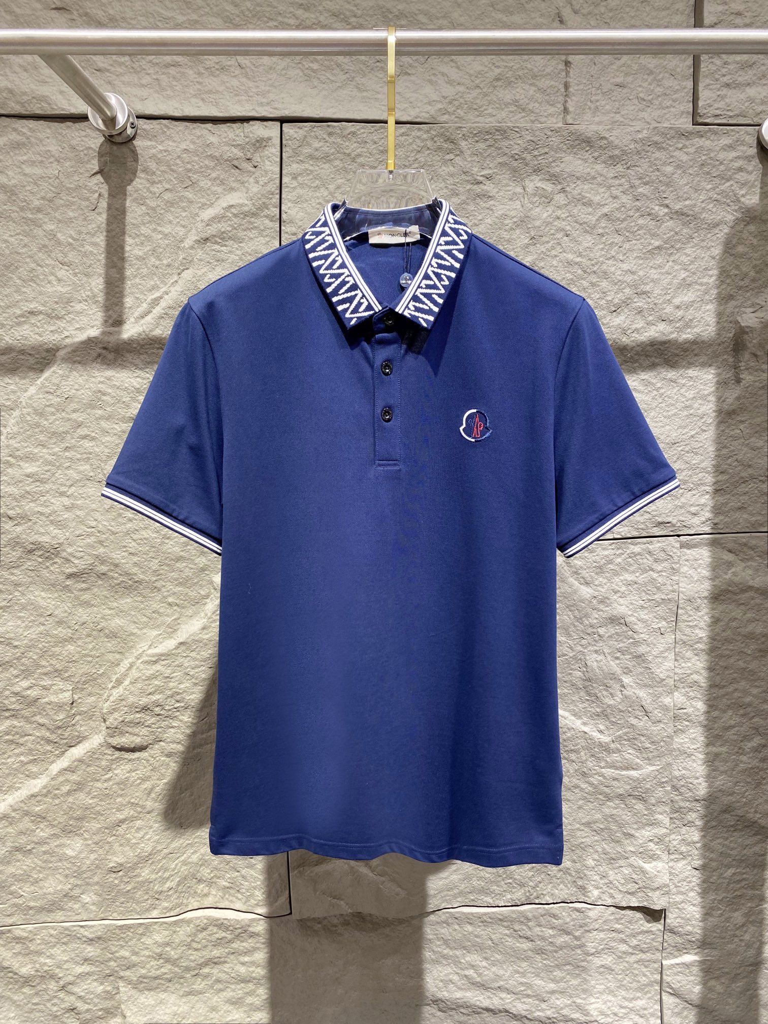 Moncler Clothing Polo T-Shirt Blue White Embroidery Spring/Summer Collection Fashion