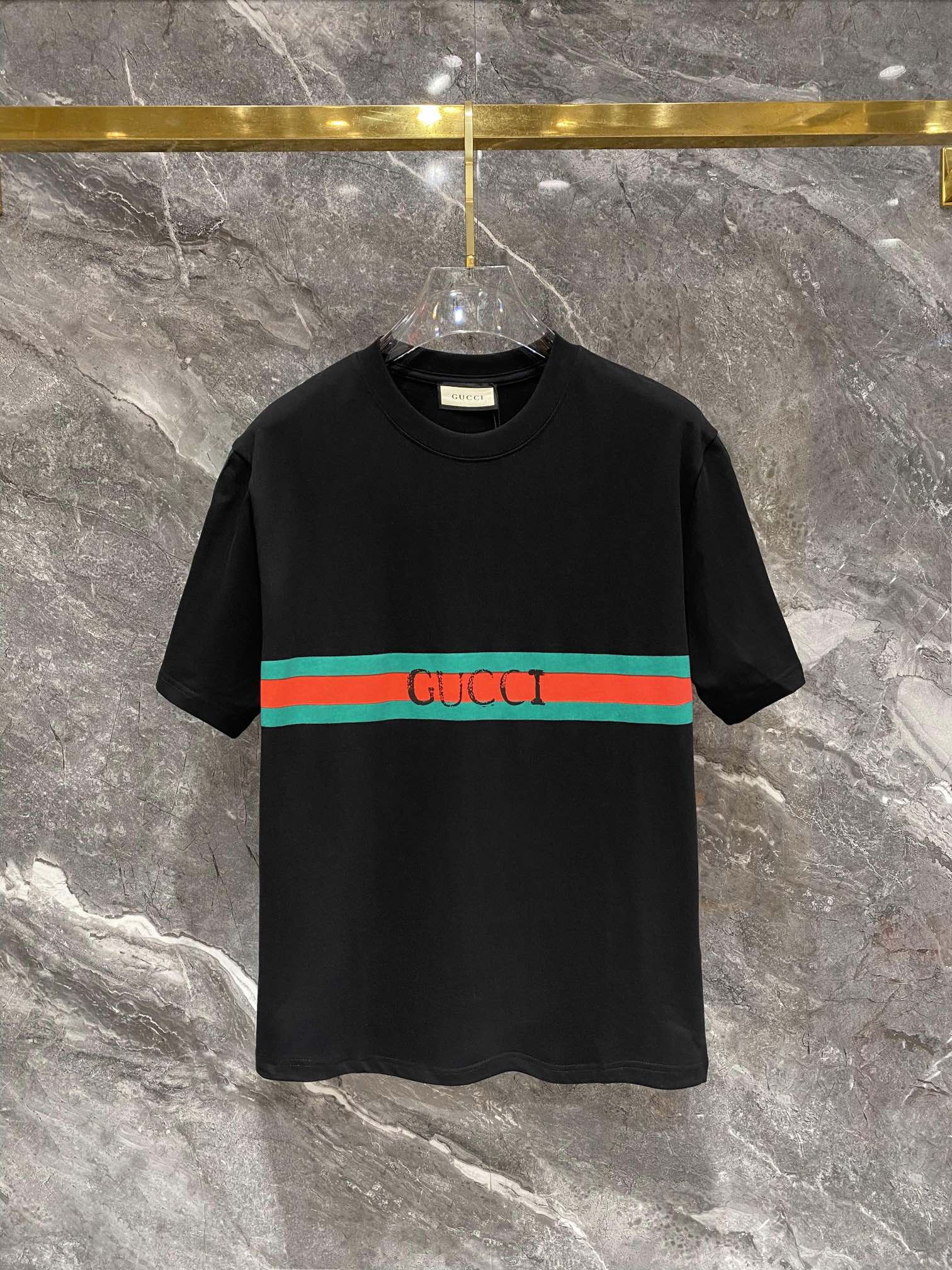 Gucci Kleidung T-Shirt AAA+ Replik
 Schwarz Weiß Drucken Baumwolle Weben Fashion Kurzarm