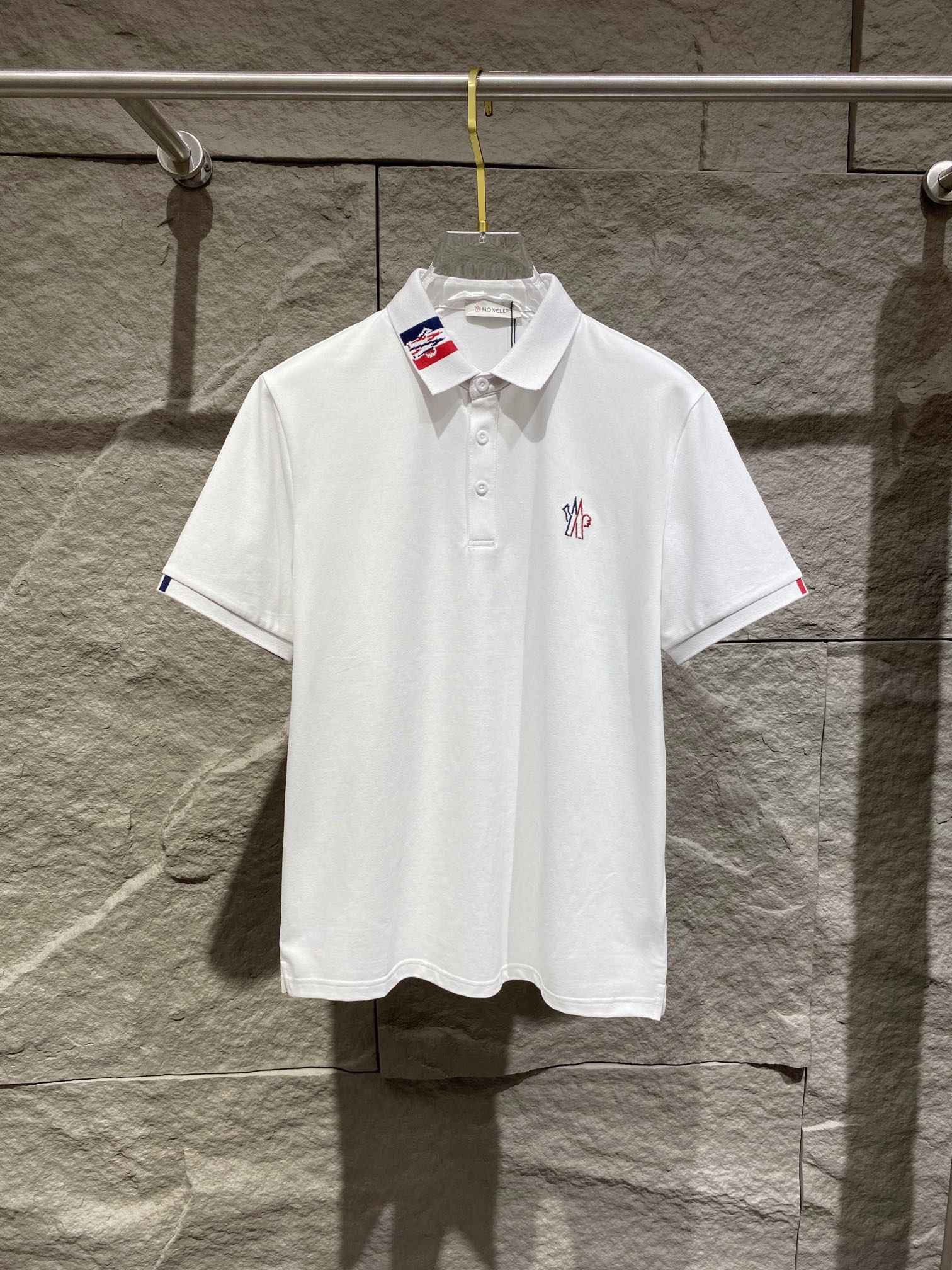 Moncler Clothing Polo T-Shirt Blue White Embroidery Spring/Summer Collection Fashion