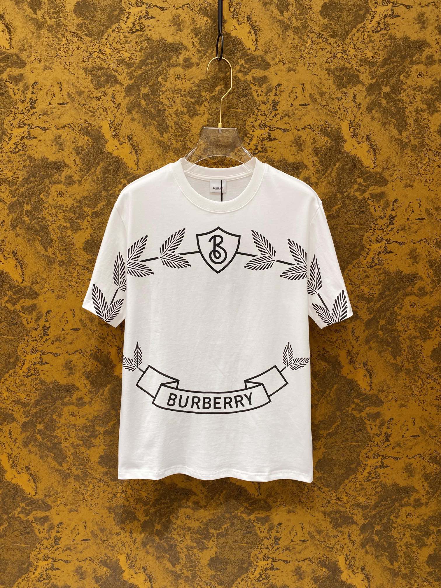 Burberry Kleding T-Shirt Zwart Wit Afdrukken Katoen Fashion Korte mouw