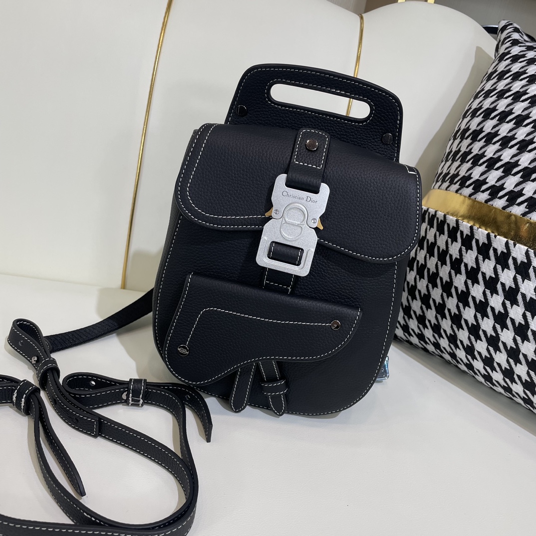 Dior Crossbody & Shoulder Bags Black Cowhide Nylon Oblique Mini