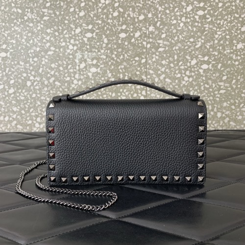 Valentino Garavani Rockstud Chain Wallet in Black Leather 1 Valentino Garavani Rockstud Chain Wallet in Black Leather