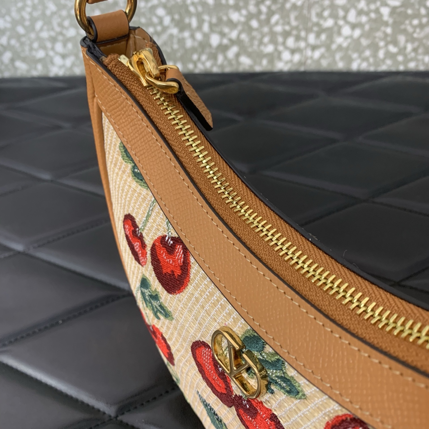valentino vlogo signature cherry raffia mini hobo