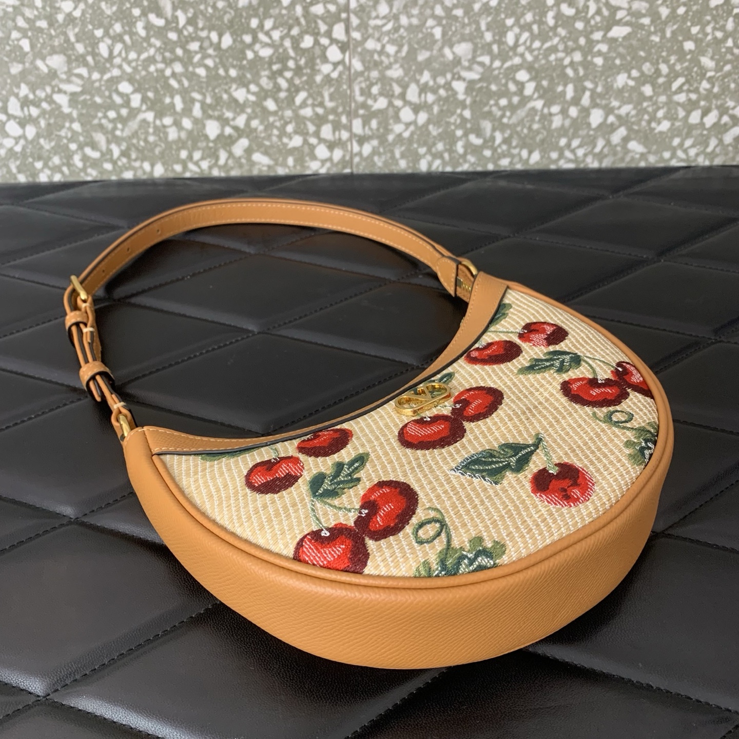 valentino vlogo signature cherry raffia mini hobo