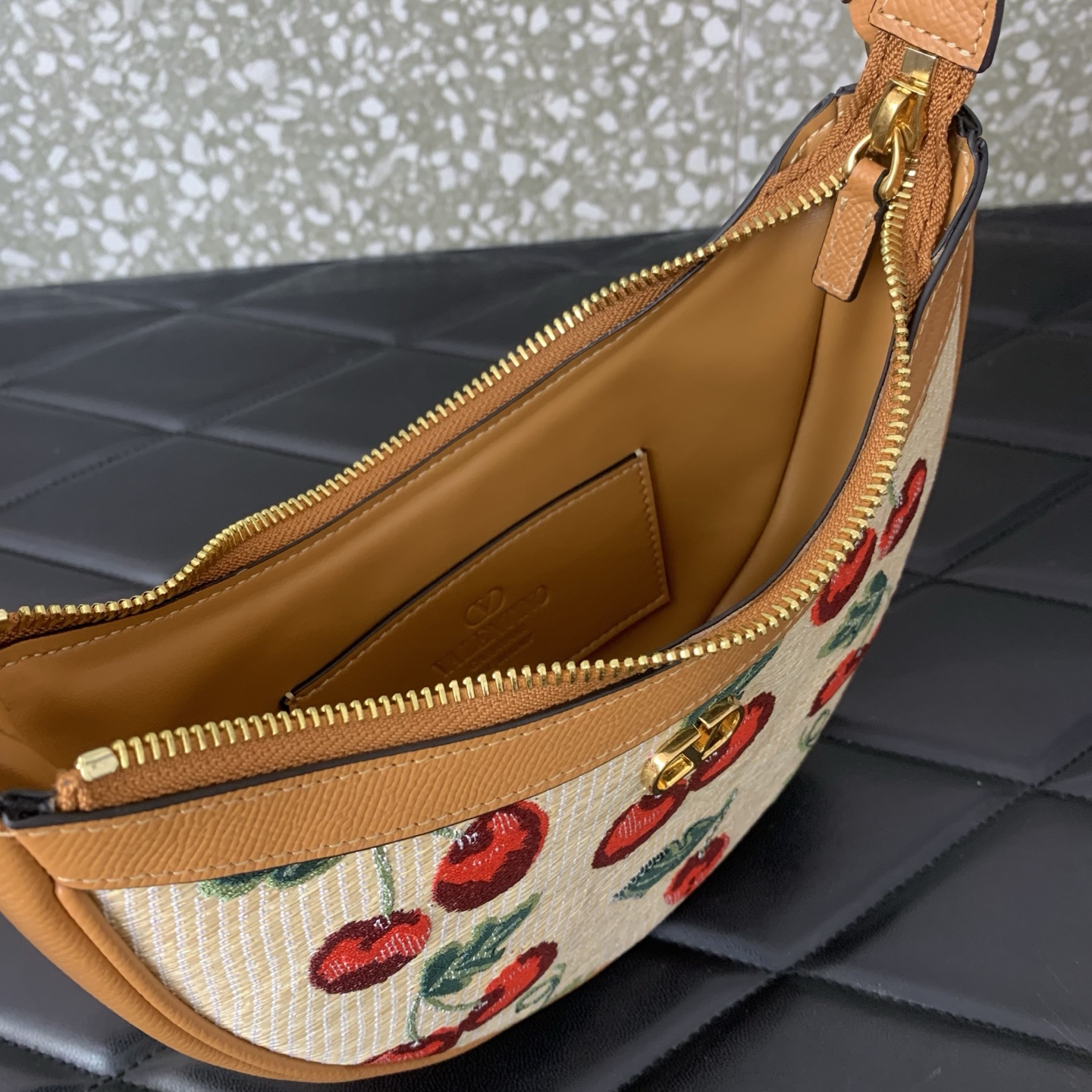 valentino vlogo signature cherry raffia mini hobo