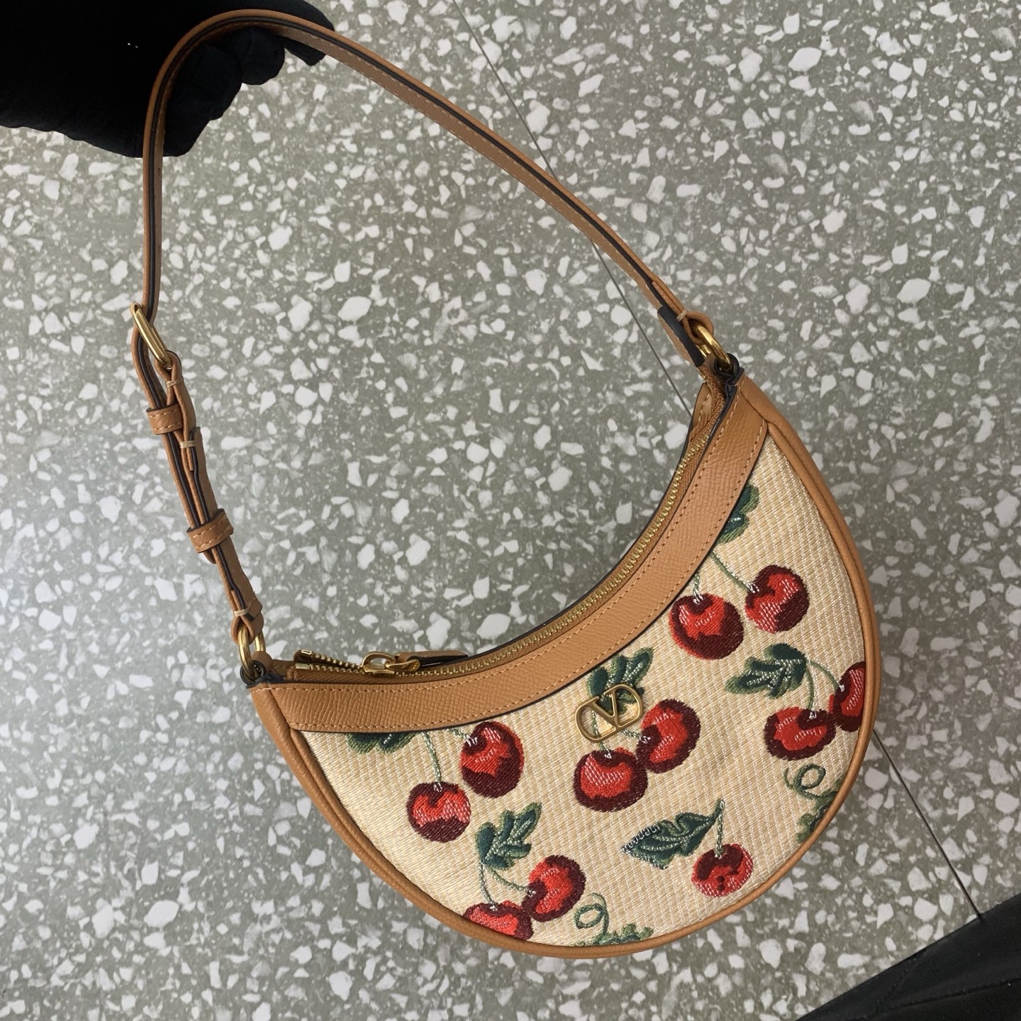 valentino vlogo signature cherry raffia mini hobo