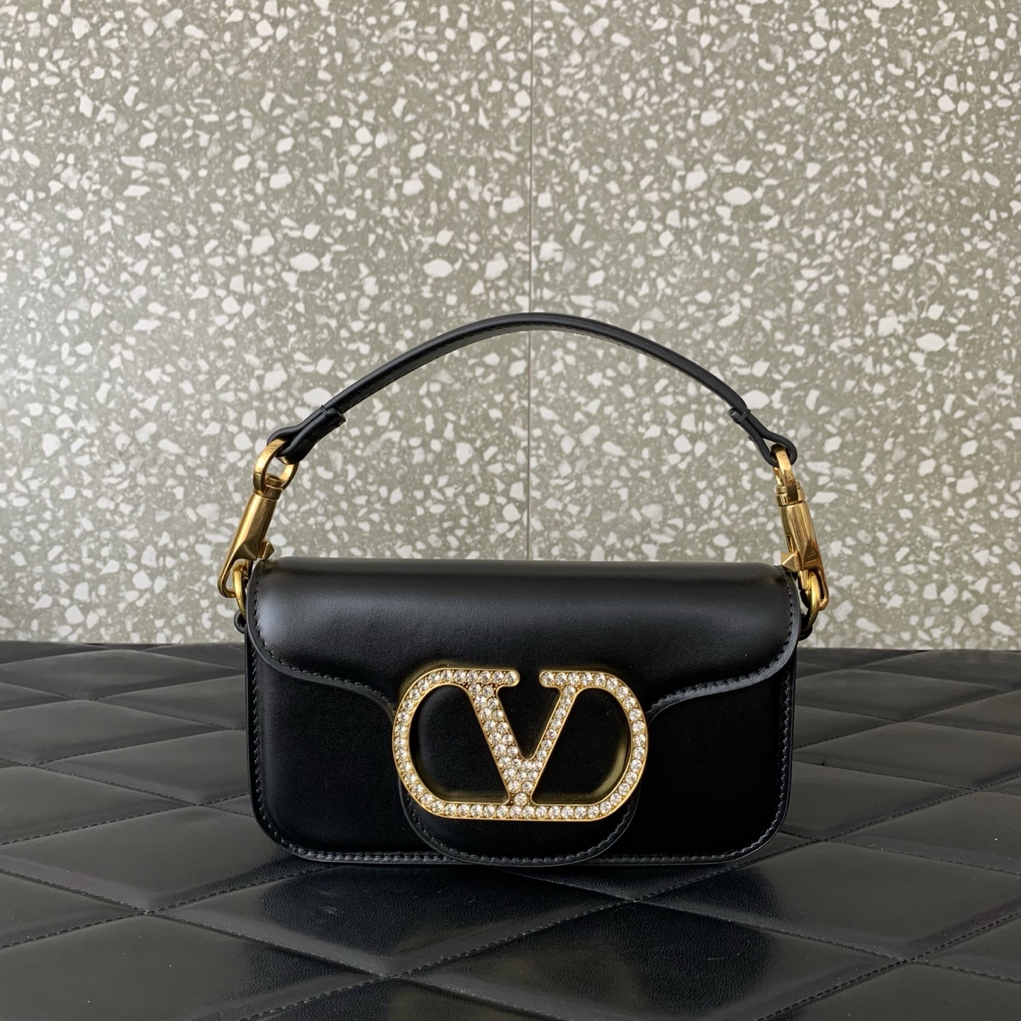 valentino garavani black loco jewel shoulder bag
