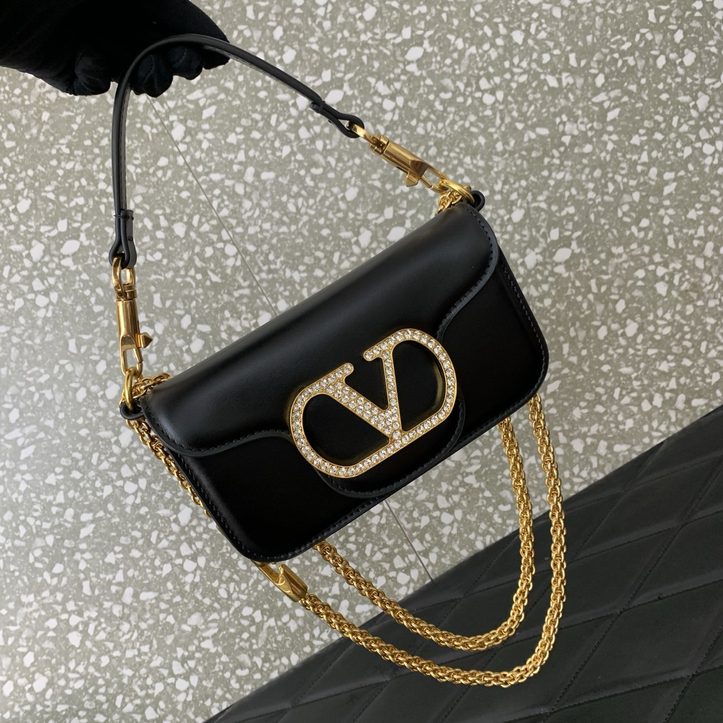valentino garavani black loco jewel shoulder bag