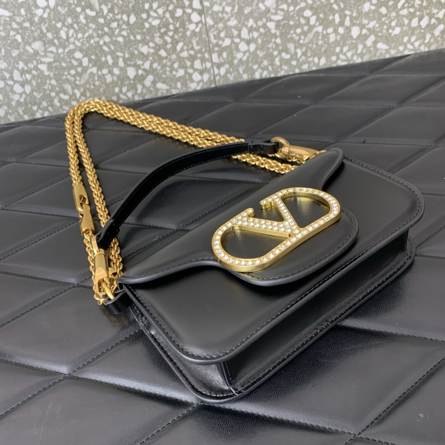 valentino garavani black loco jewel shoulder bag