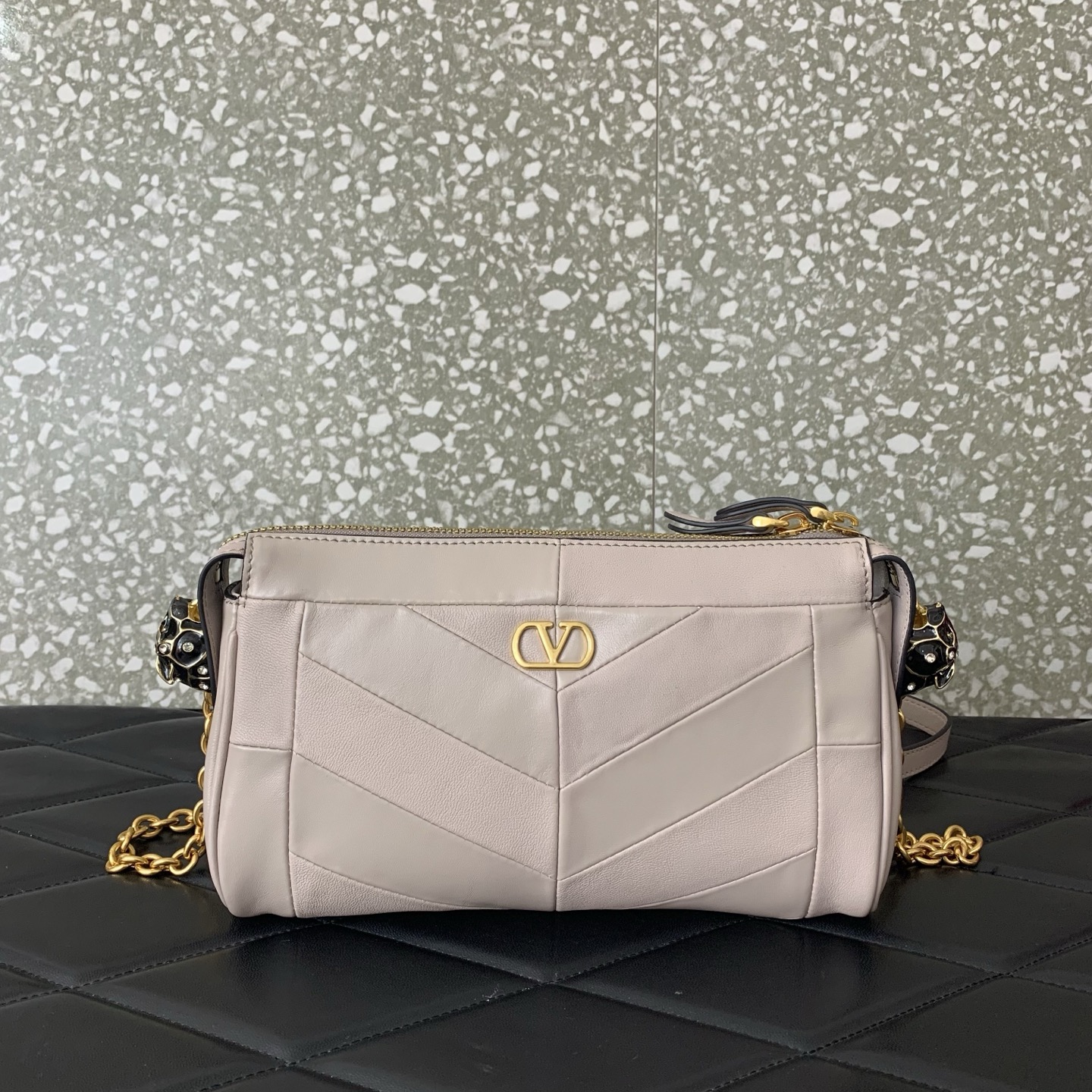 Valentino Beige Chevron Shoulder Bag