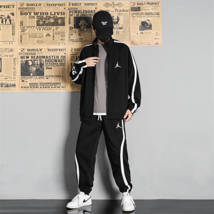 Air Jordan AAAAA
 Clothing Two Piece Outfits & Matching Sets Black Grey Embroidery Unisex Cotton Fall Collection Casual