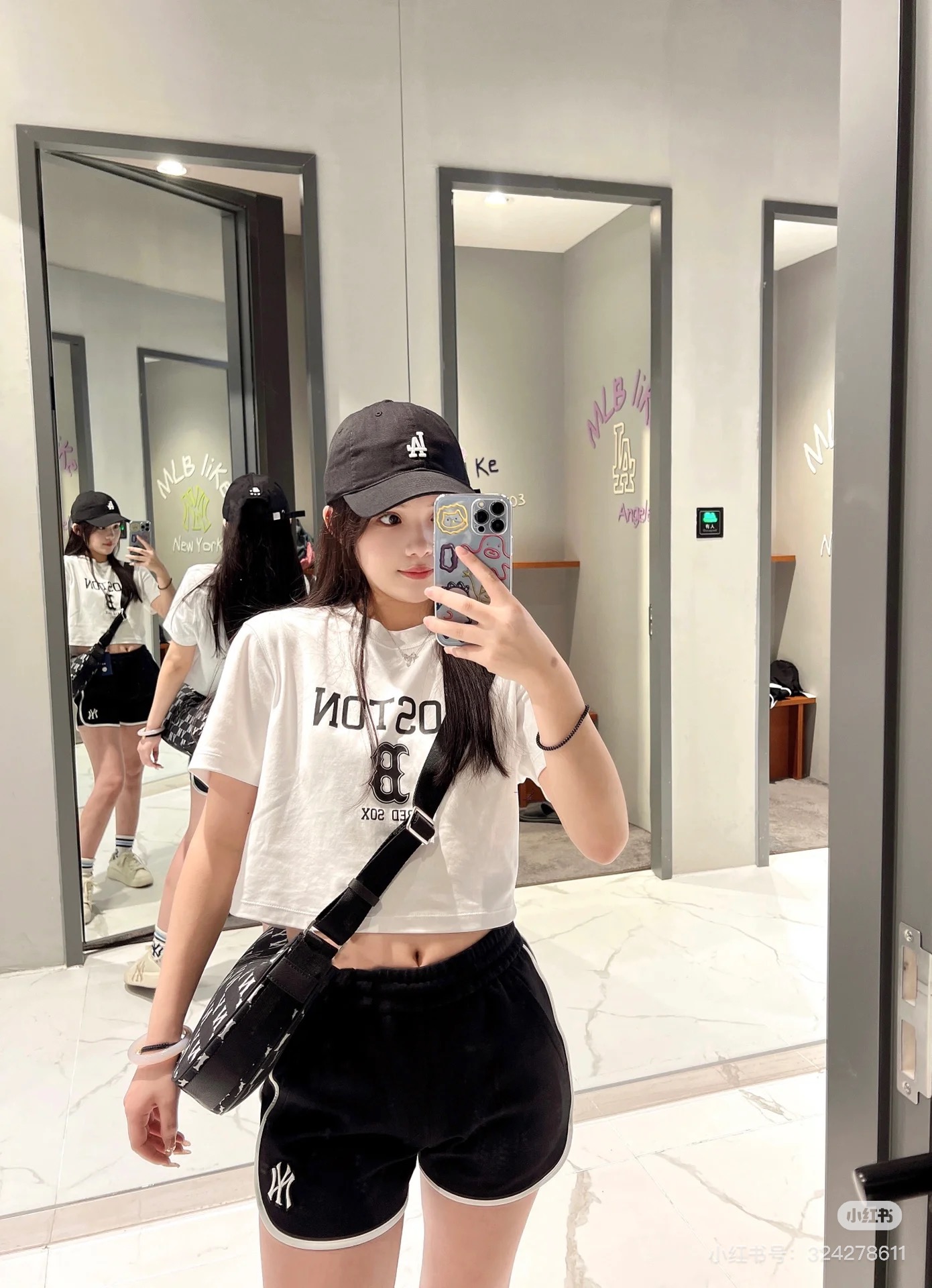 供货价:50💰『MLB刺绣篇』短版女款短袖,热销推选,原包装➕原吊牌 美式复古学院风 大标款